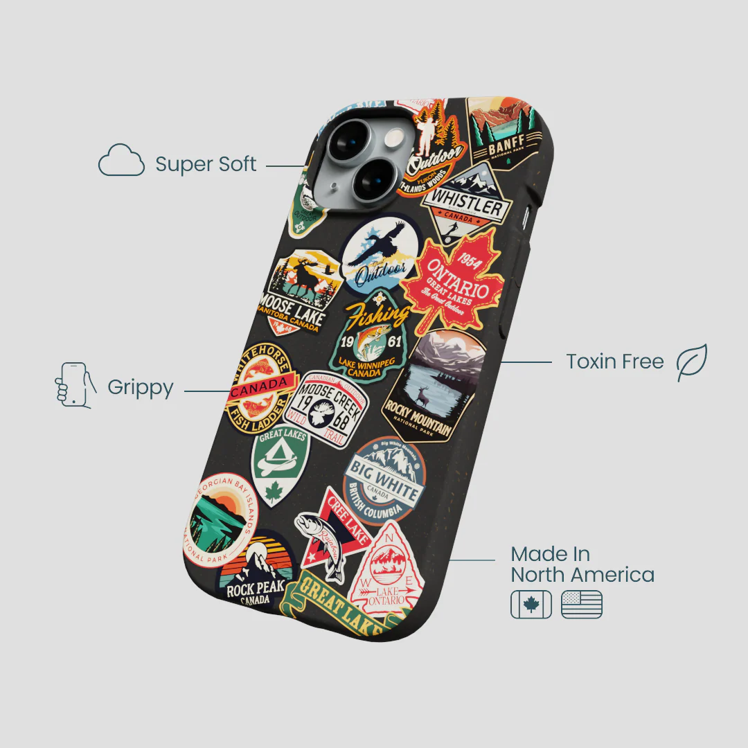 Black Canadian Stickers iPhone 14 Case - Image 4