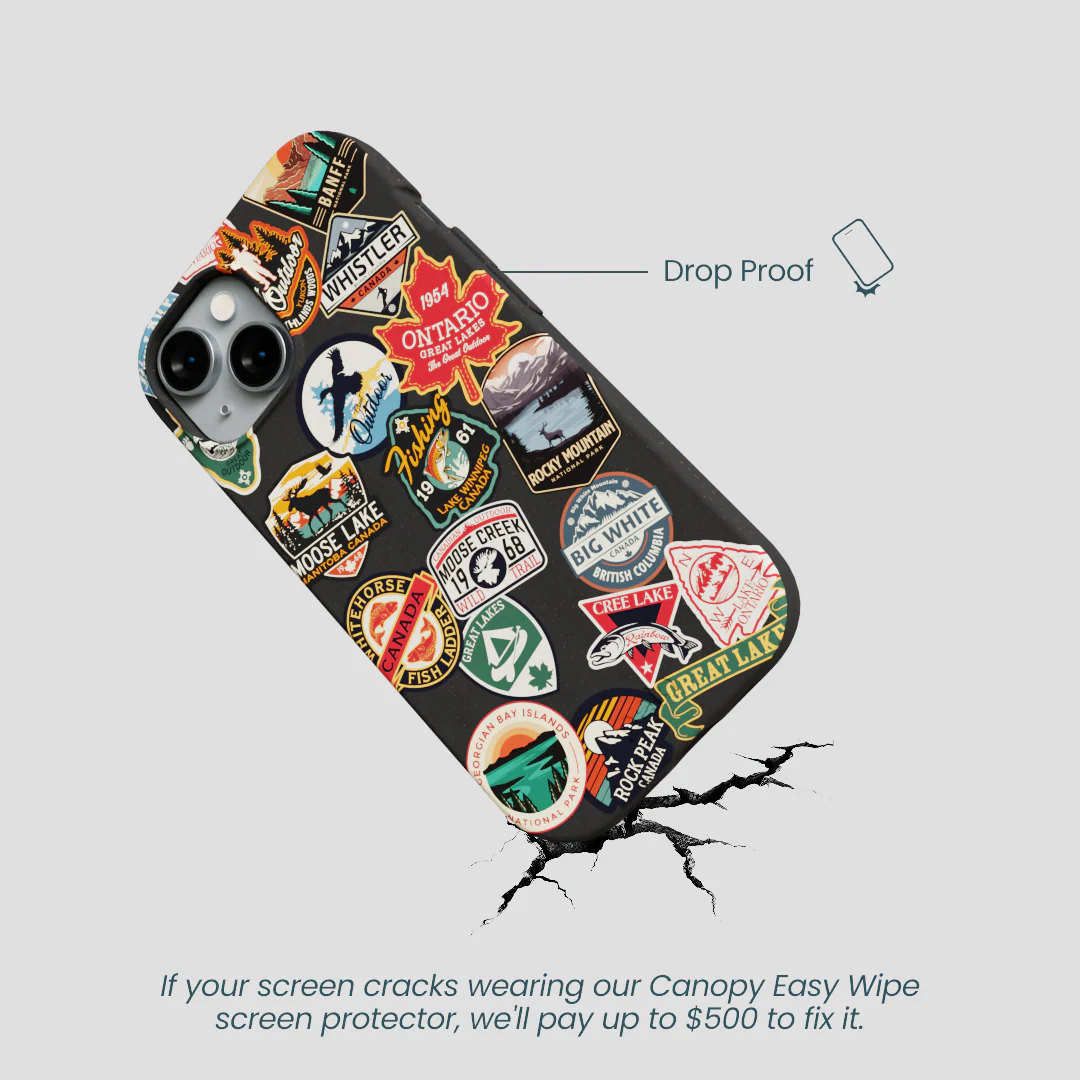Black Canadian Stickers iPhone 14 Case - Image 5