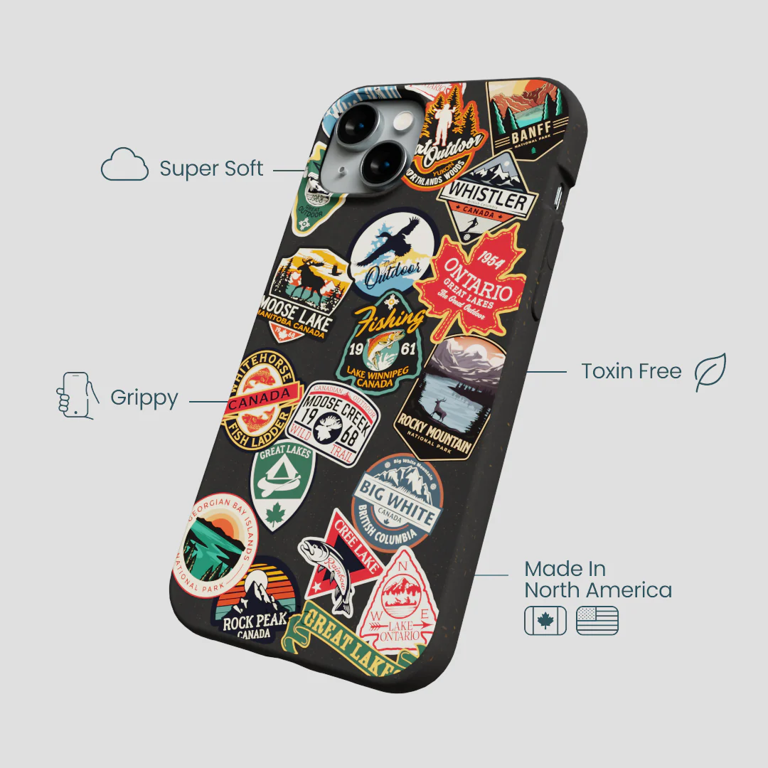 Black Canadian Stickers iPhone 14 Plus Case - Image 4