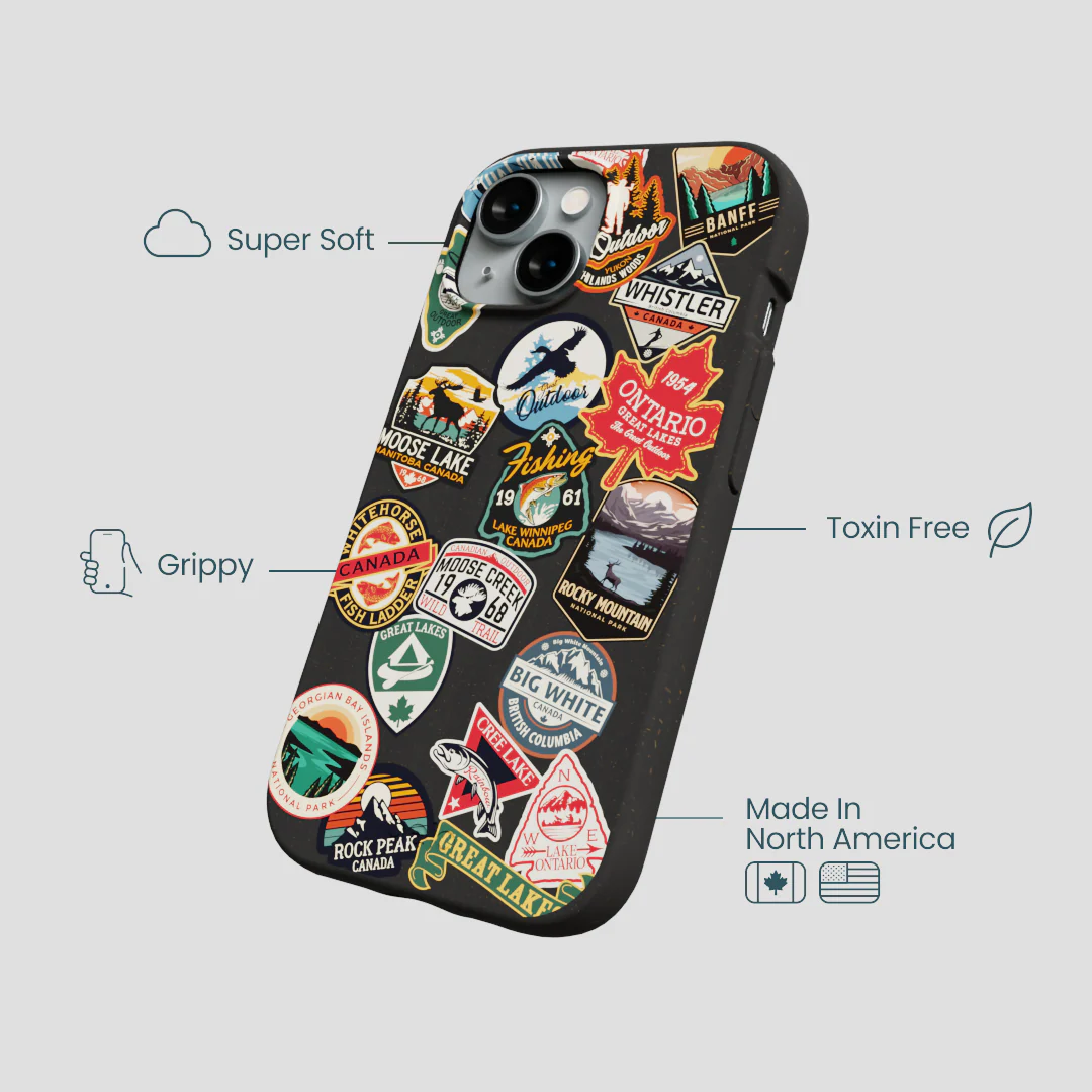 Black Canadian Stickers iPhone 15 Case - Image 4