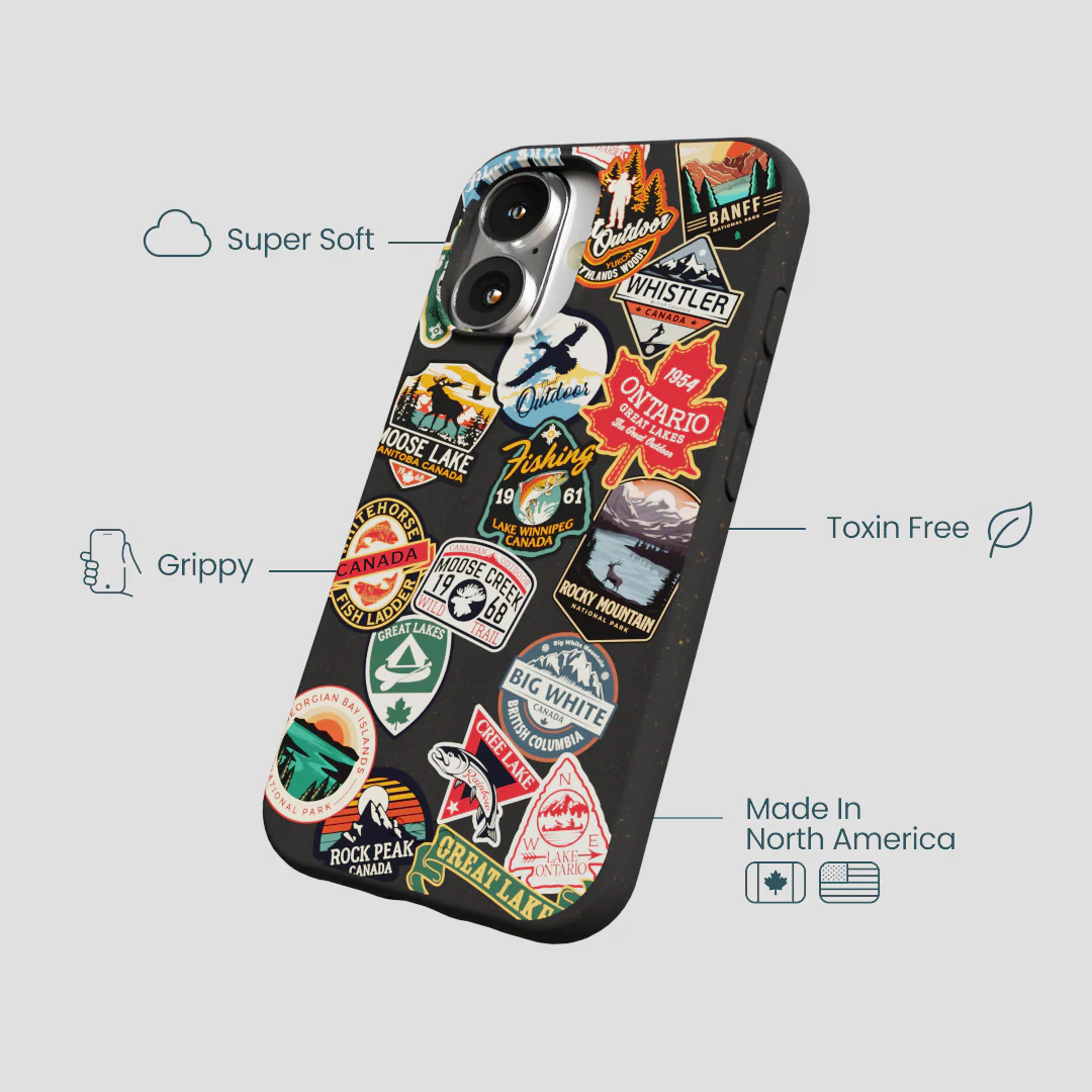 Black Canadian Stickers iPhone 16 Case - Image 4