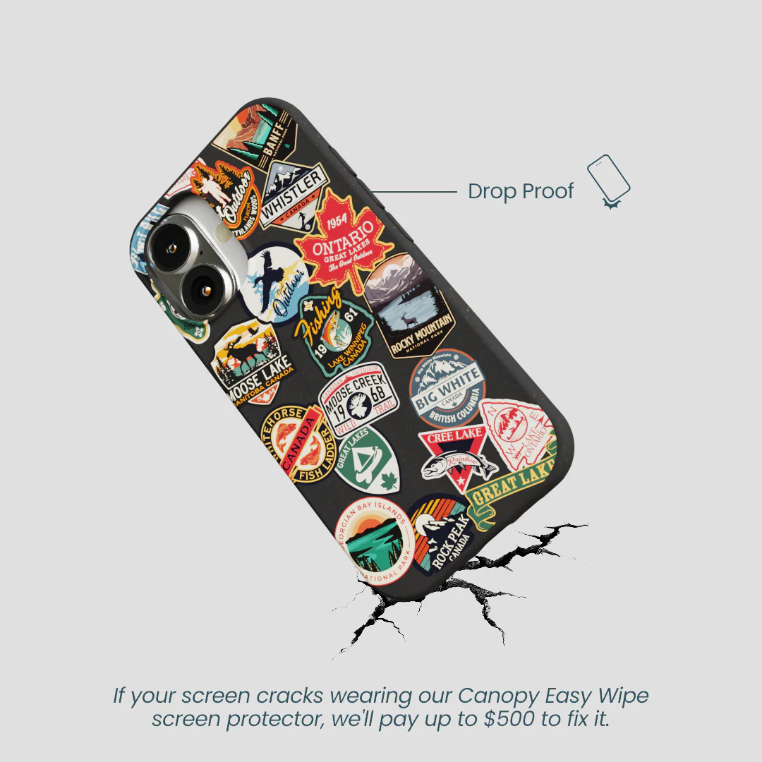 Black Canadian Stickers iPhone 16 Case - Image 5