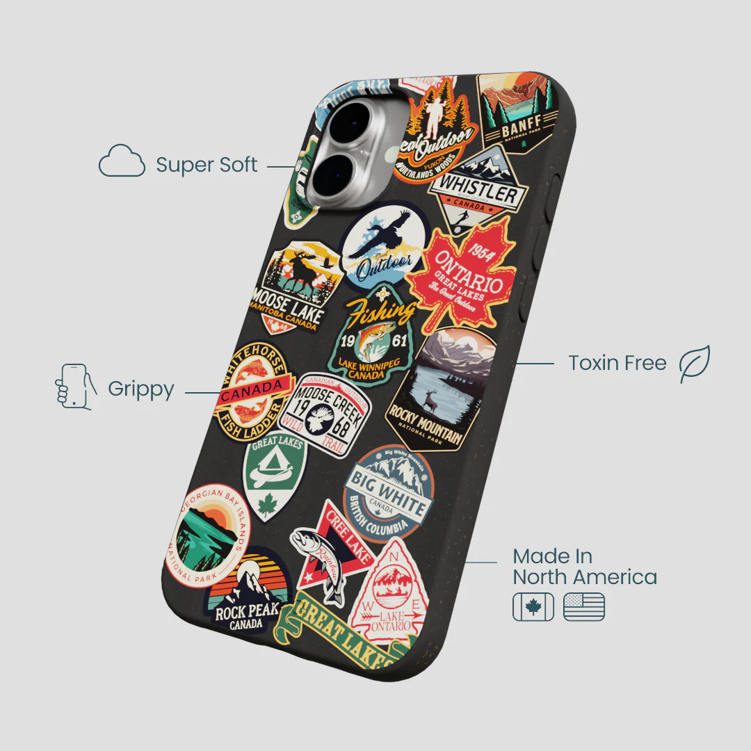 Black Canadian Stickers iPhone 16 Plus Case - Image 4