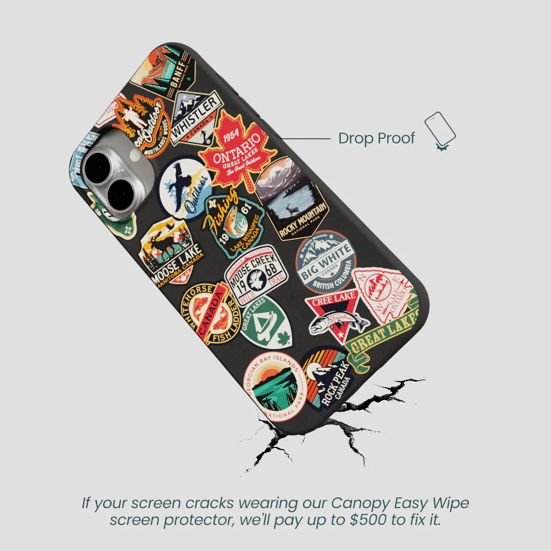 Black Canadian Stickers iPhone 16 Plus Case - Image 5