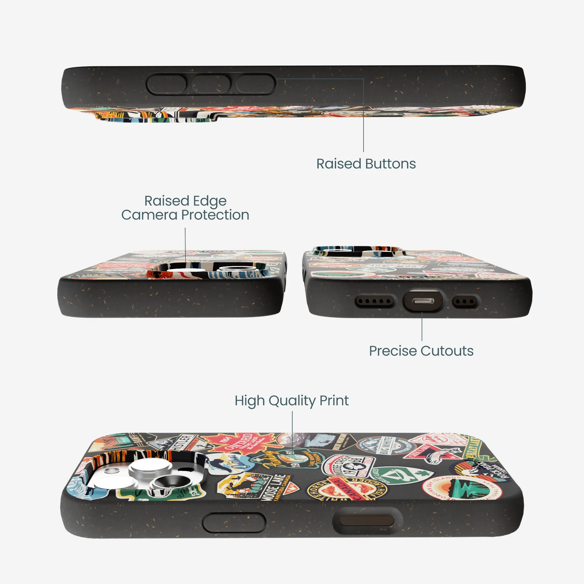 Black Canadian Stickers iPhone 16 Pro Max Case - Image 3