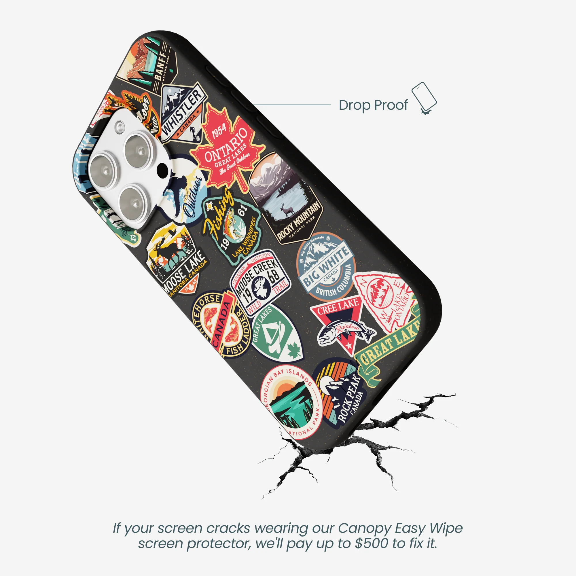 Black Canadian Stickers iPhone 16 Pro Max Case - Image 5
