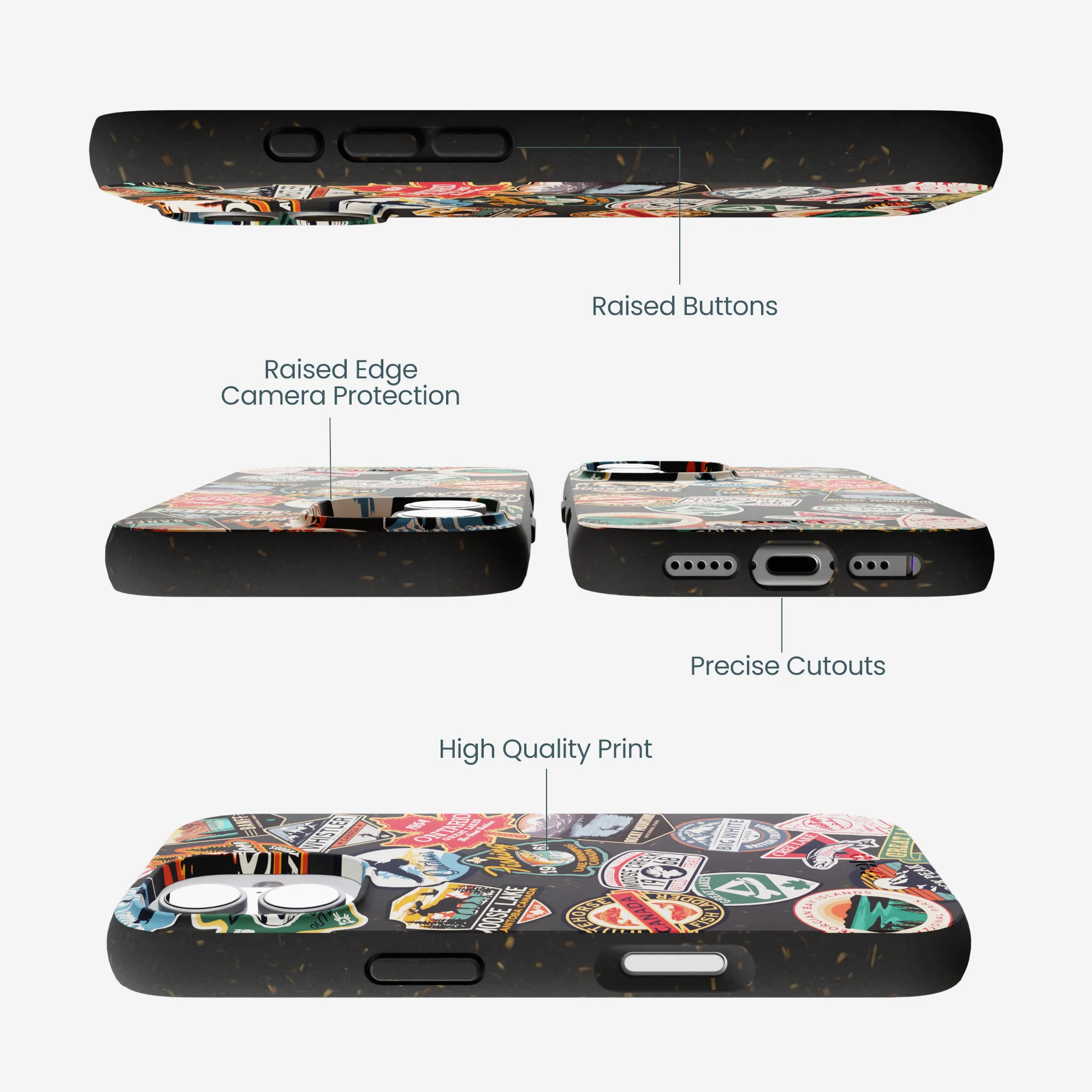 Black Canadian Stickers iPhone 17 Case - Image 3