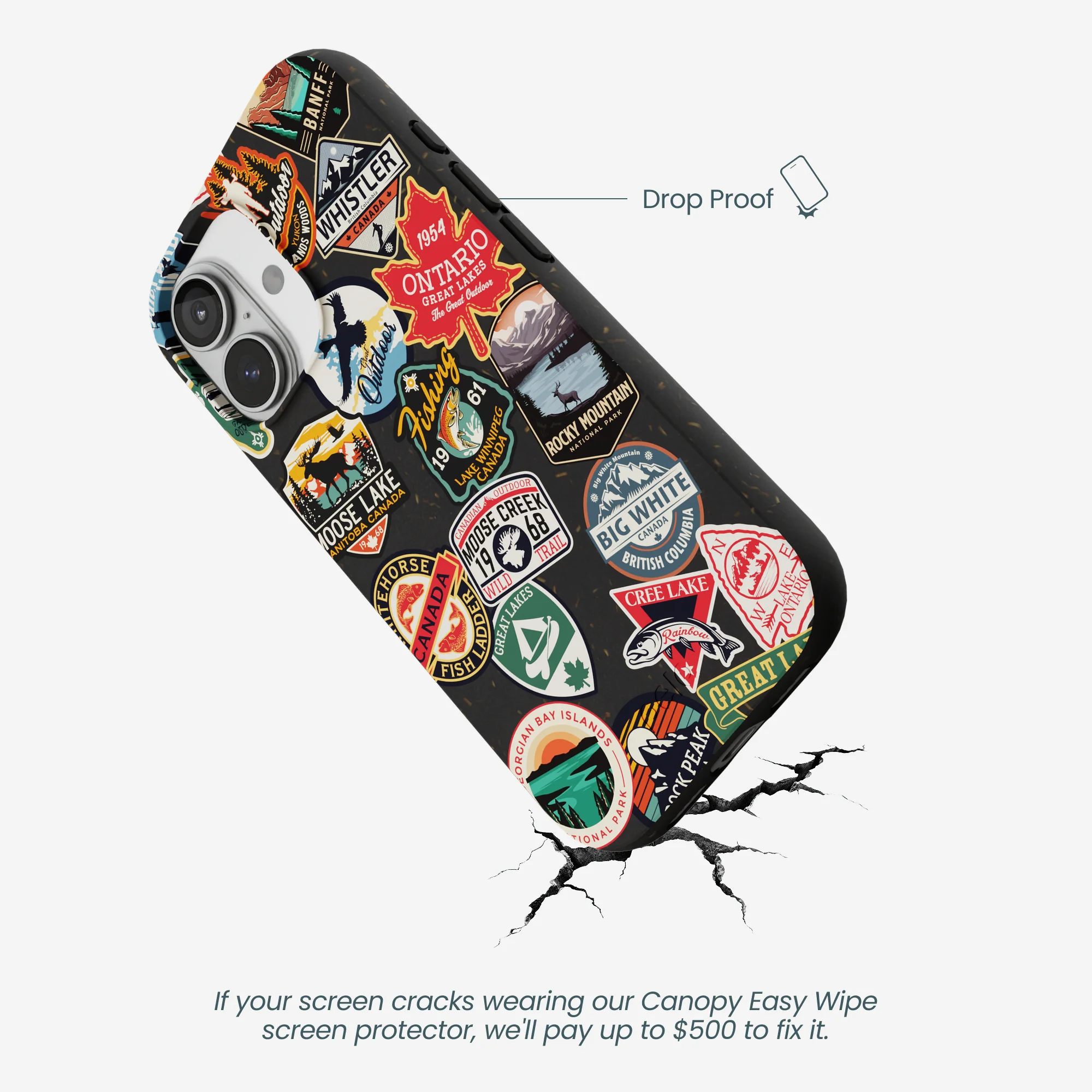 Black Canadian Stickers iPhone 17 Case - Image 5