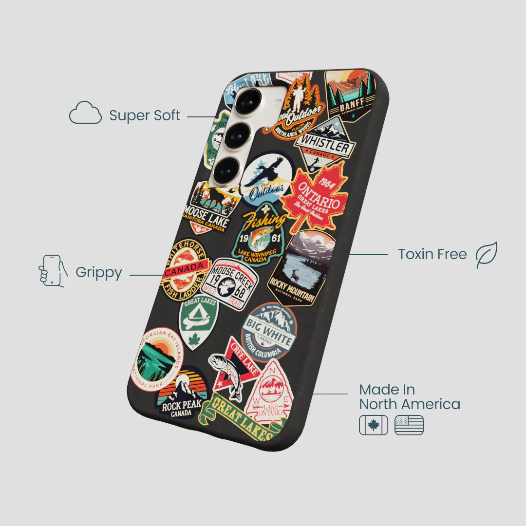 Black Canadian Stickers Samsung Galaxy S23 Case - Image 4