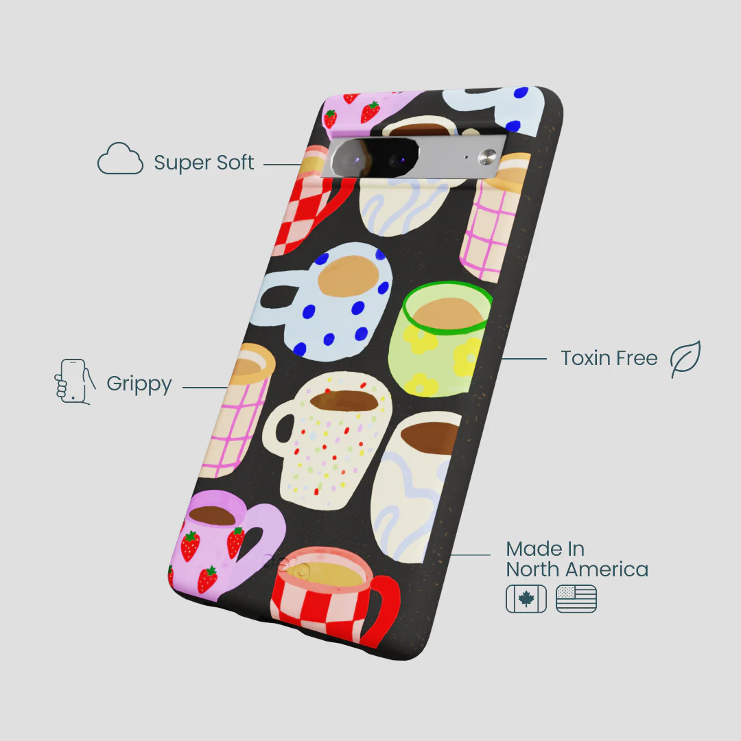 Black Cup of Joy Google Pixel 7a Case - Image 4