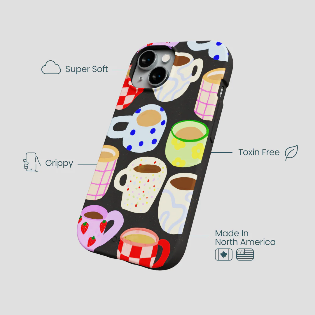 Black Cup of Joy iPhone 14 Case - Image 4