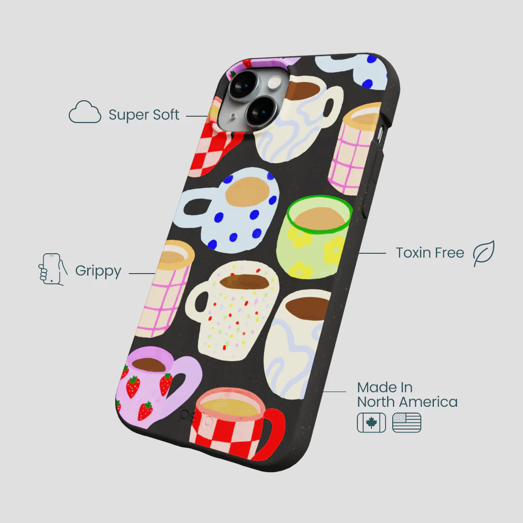 Black Cup of Joy iPhone 14 Plus Case - Image 4