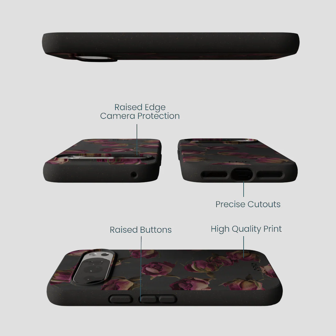 Black Dried Rosebuds Google Pixel 10/10 Pro Case - Image 3