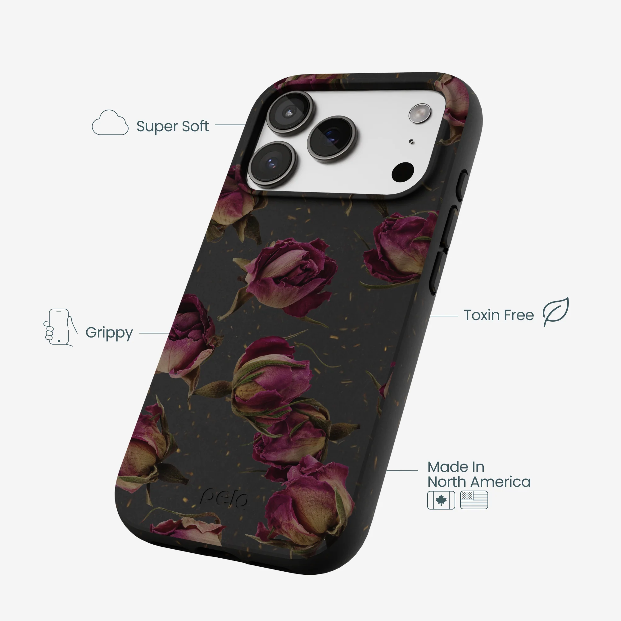 Black Dried Rosebuds iPhone 17 Pro Case - Image 4
