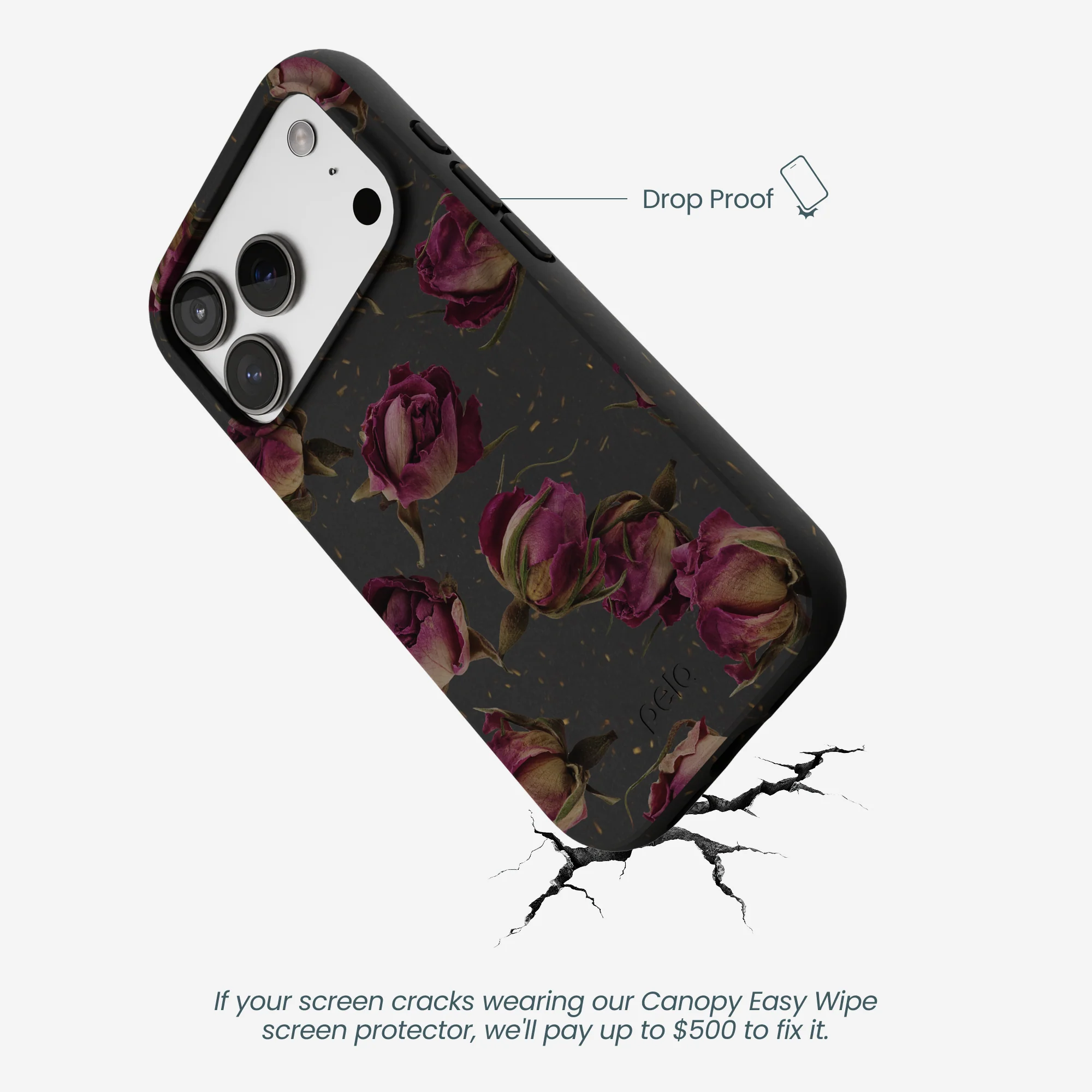 Black Dried Rosebuds iPhone 17 Pro Case - Image 5