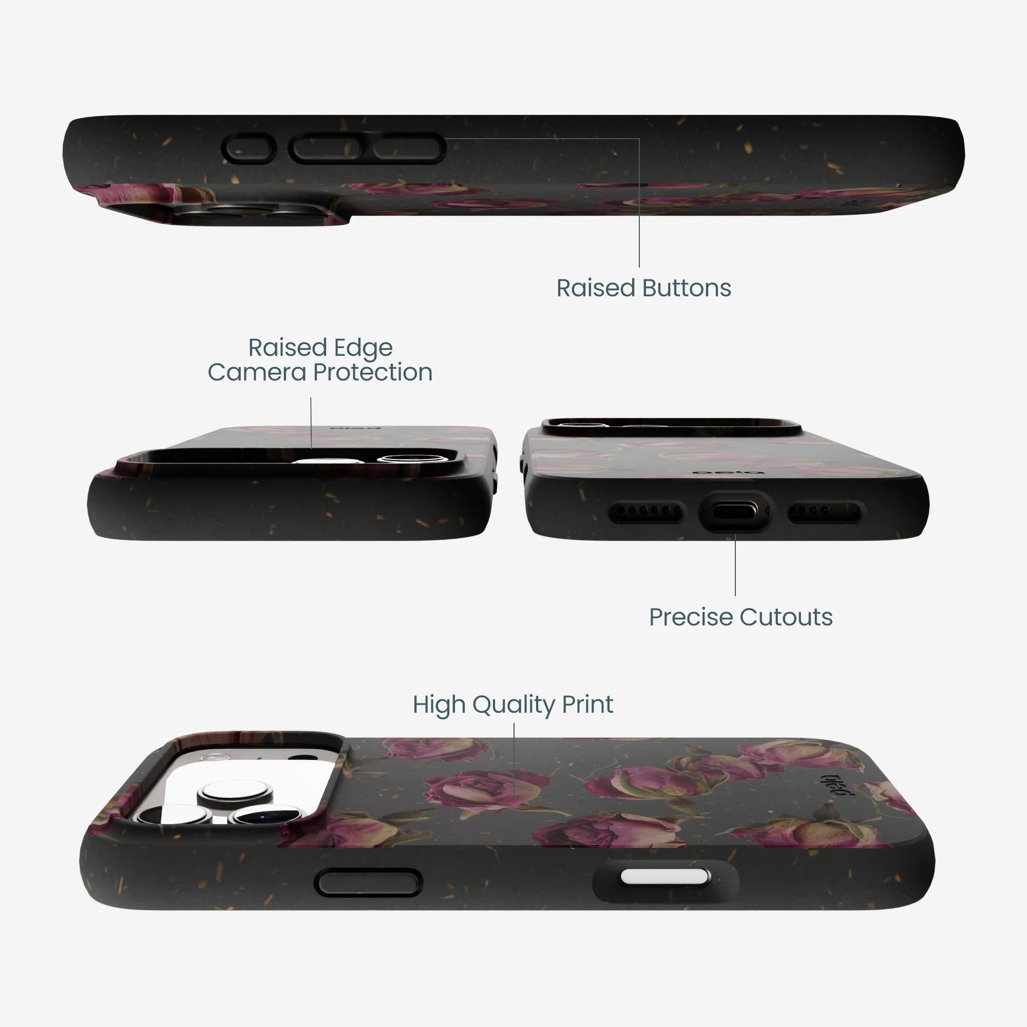 Black Dried Rosebuds iPhone 17 Pro Max Case - Image 3