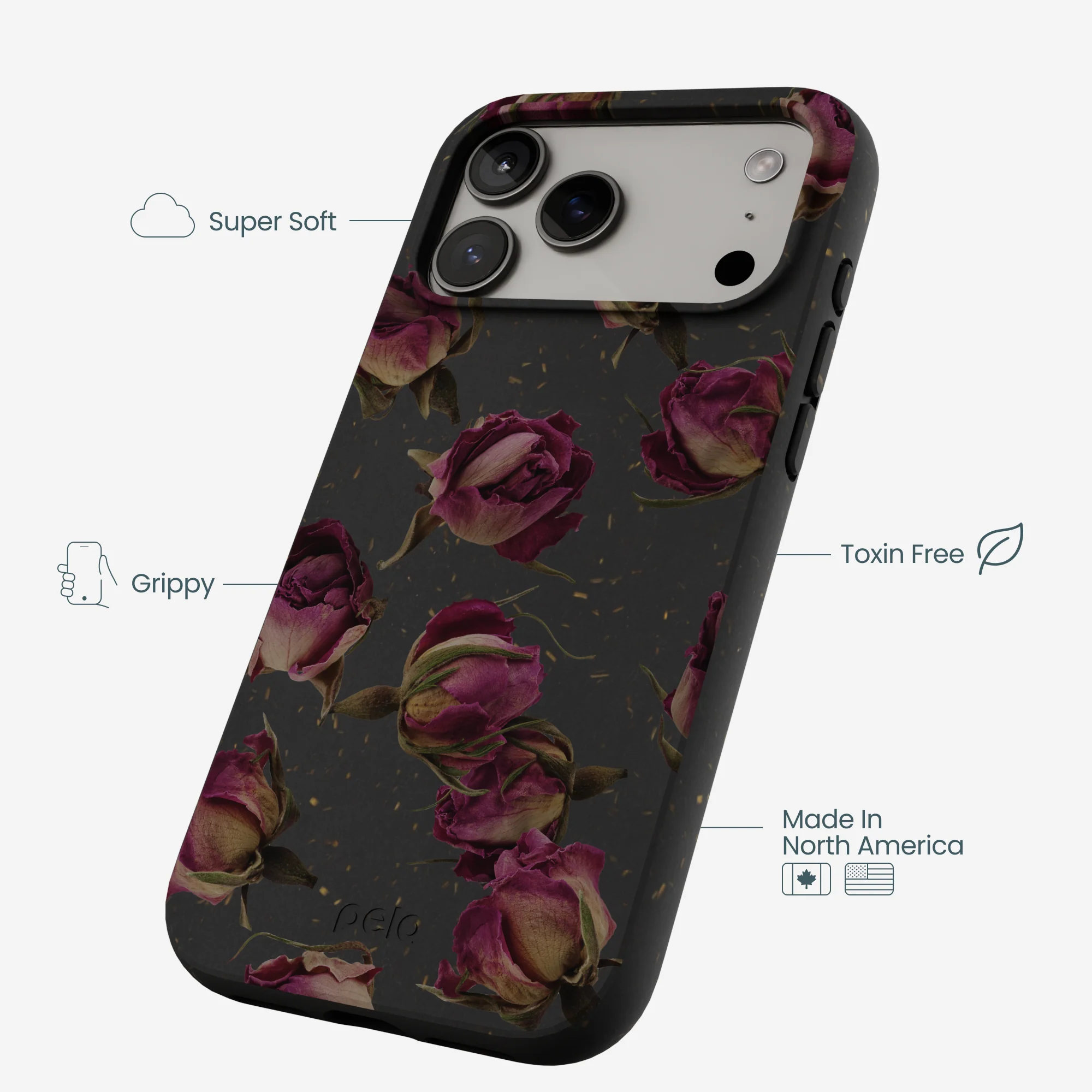 Black Dried Rosebuds iPhone 17 Pro Max Case - Image 4
