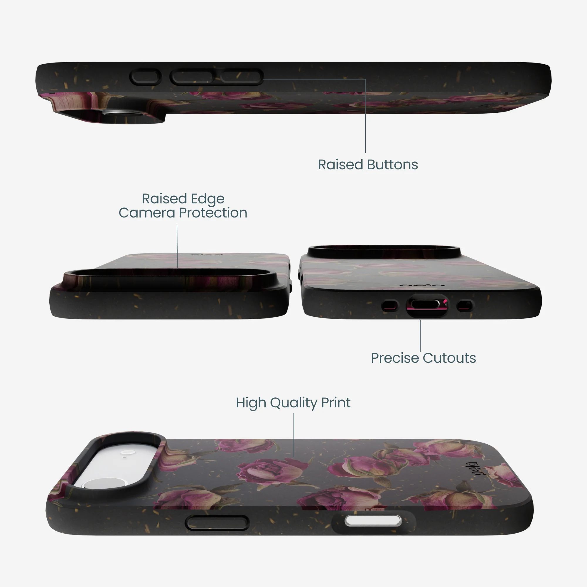 Black Dried Rosebuds iPhone Air Case - Image 3