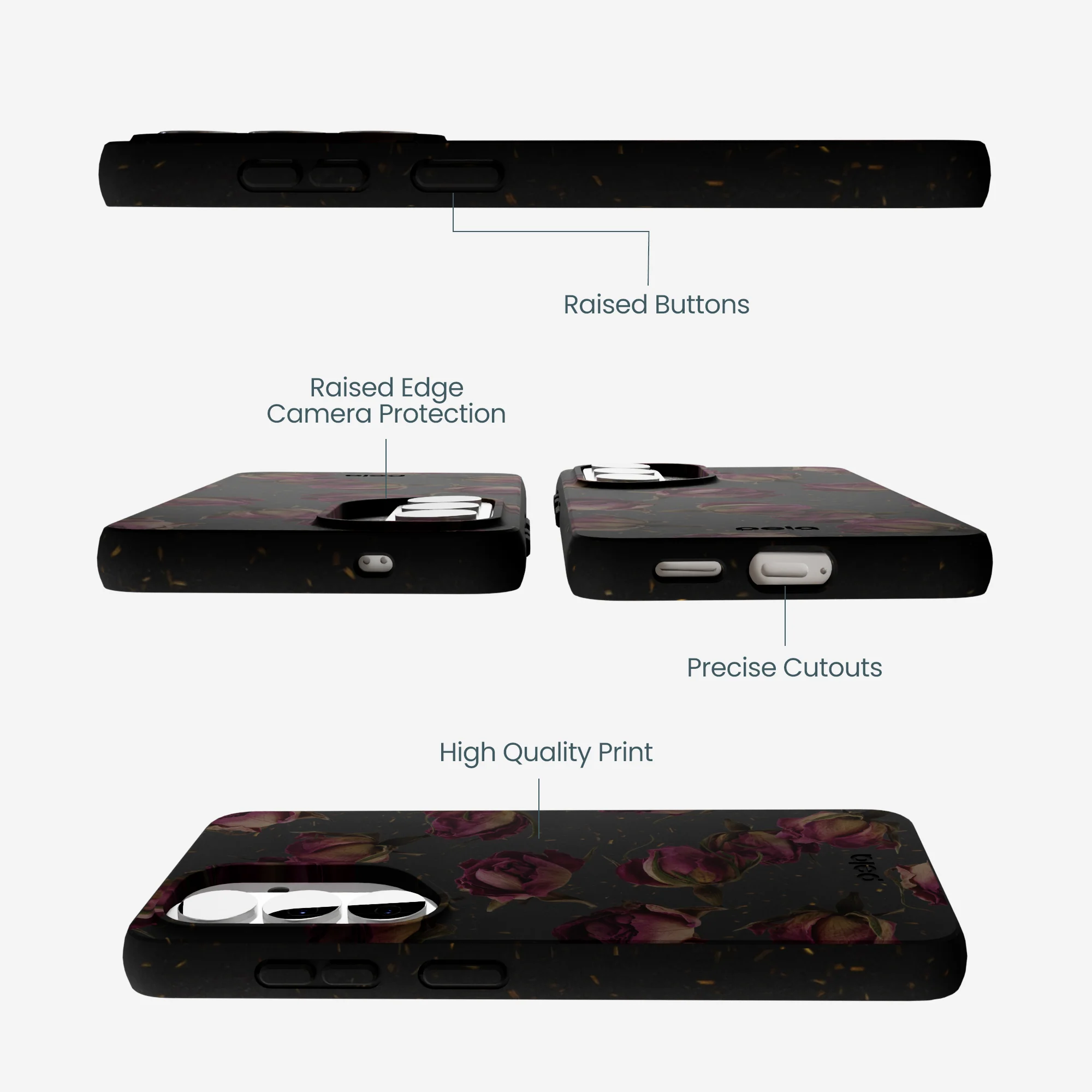 Black Dried Rosebuds Samsung Galaxy S26 Case - Image 3