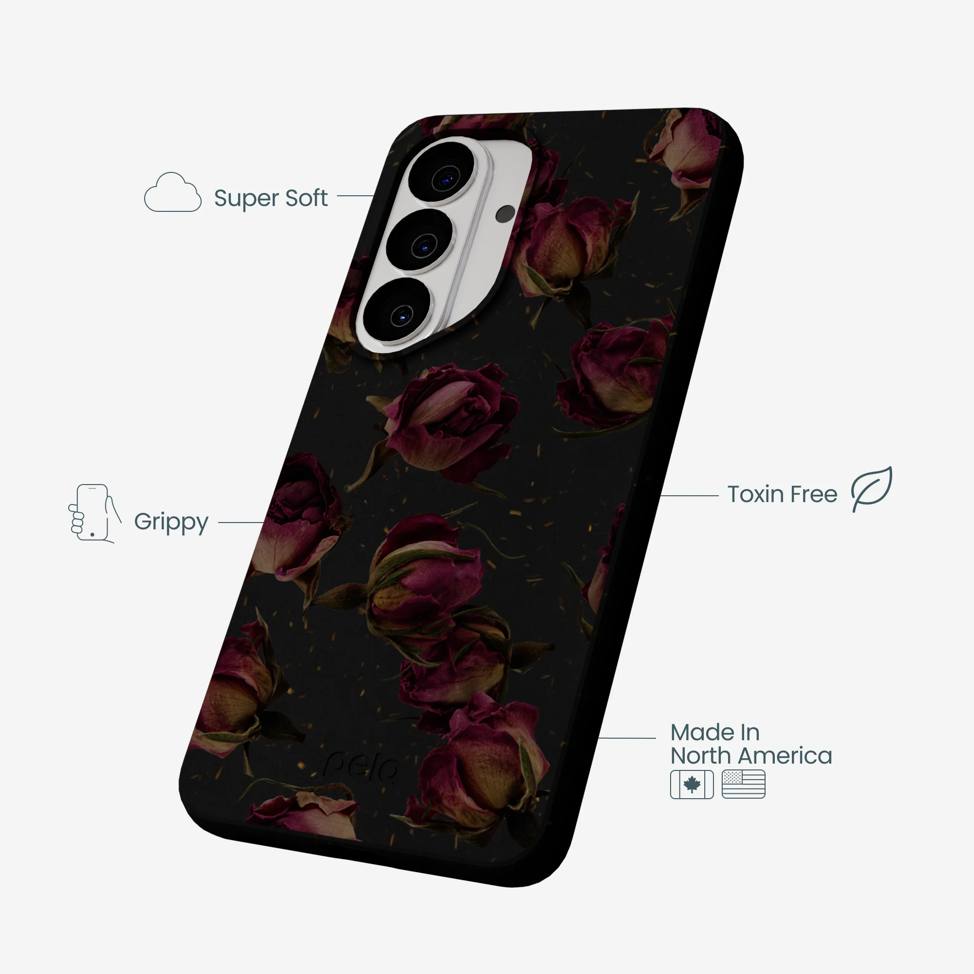 Black Dried Rosebuds Samsung Galaxy S26 Case - Image 4