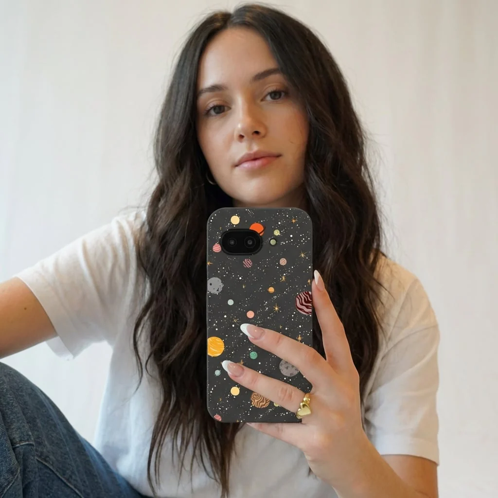 Black Galactic Glow Google Pixel 9a Case - Image 6