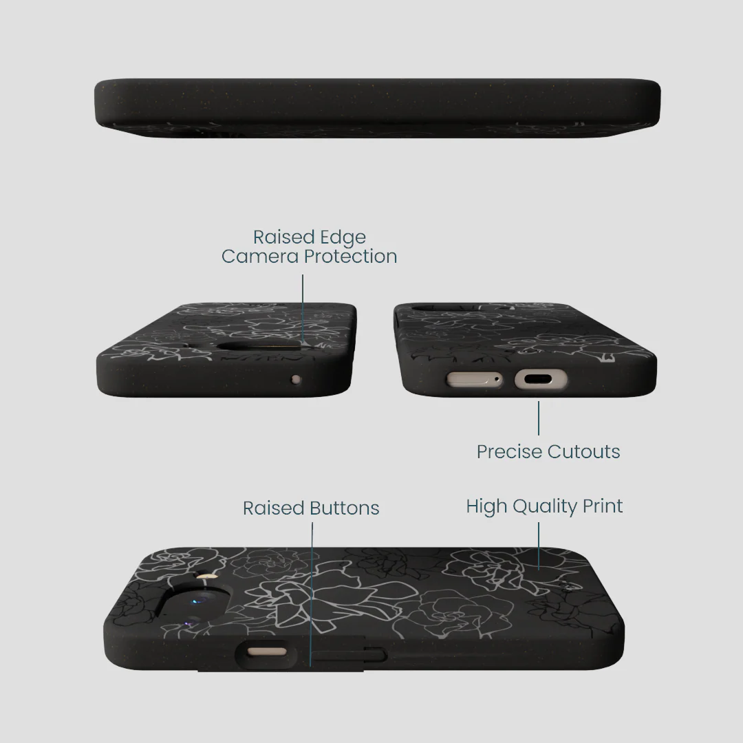 Black Gardenia Lines Google Pixel 9a Case - Image 3