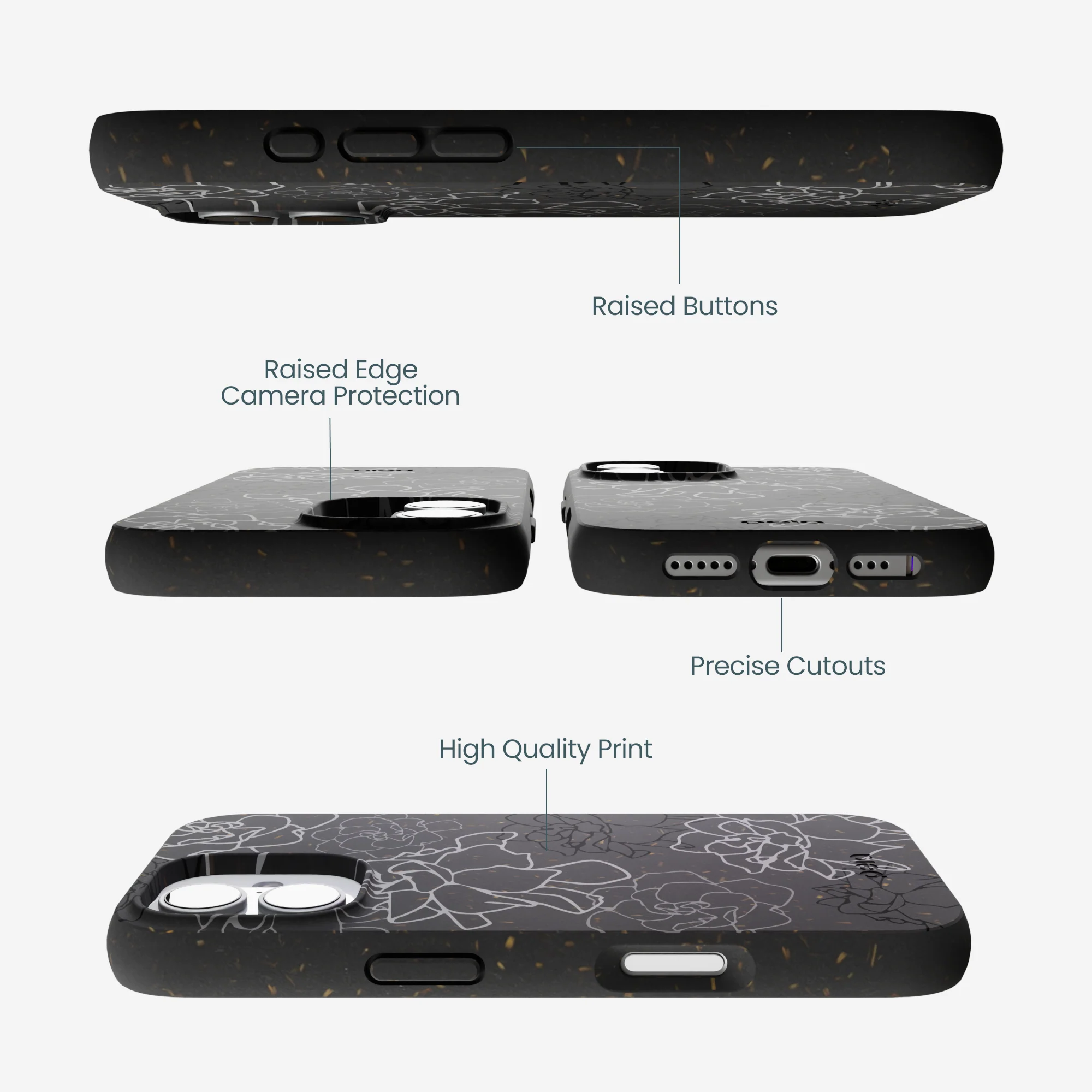 Black Gardenia Lines iPhone 17 Case - Image 3
