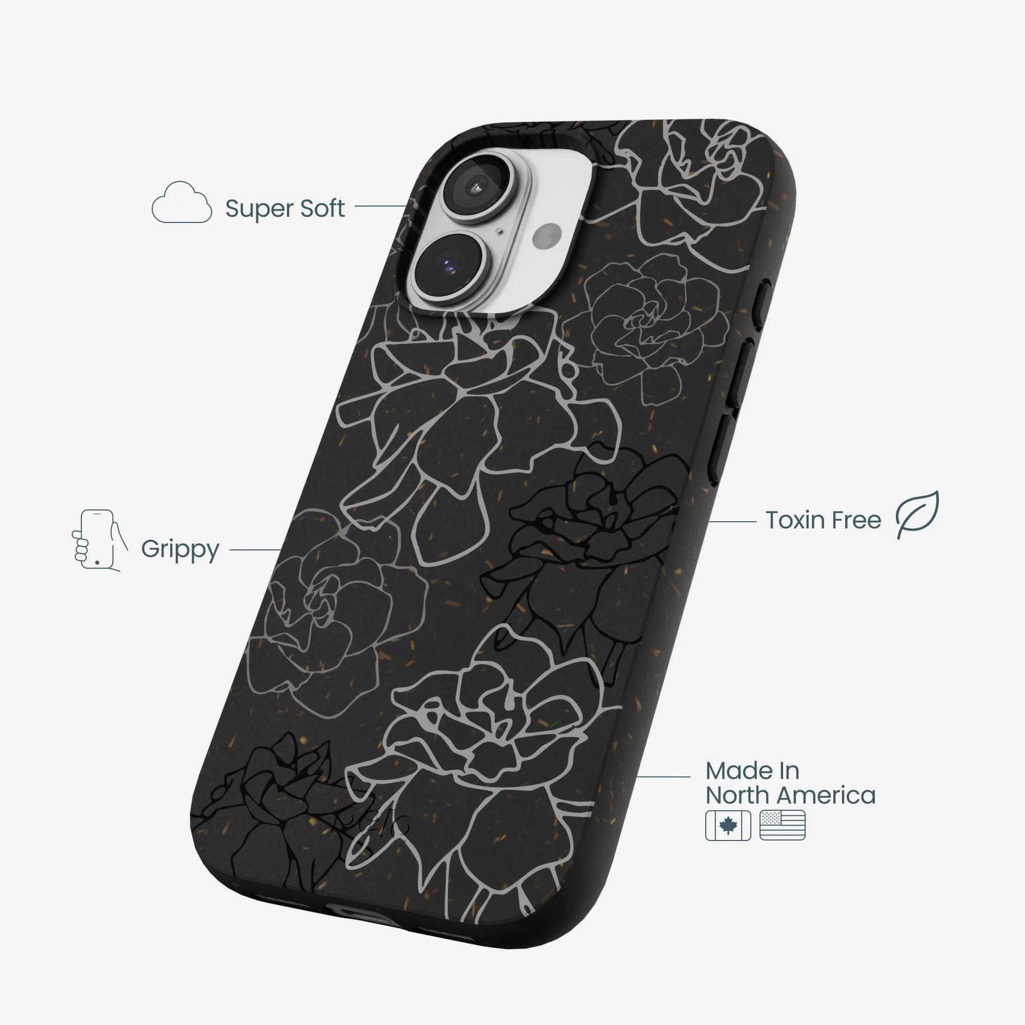 Black Gardenia Lines iPhone 17 Case - Image 4