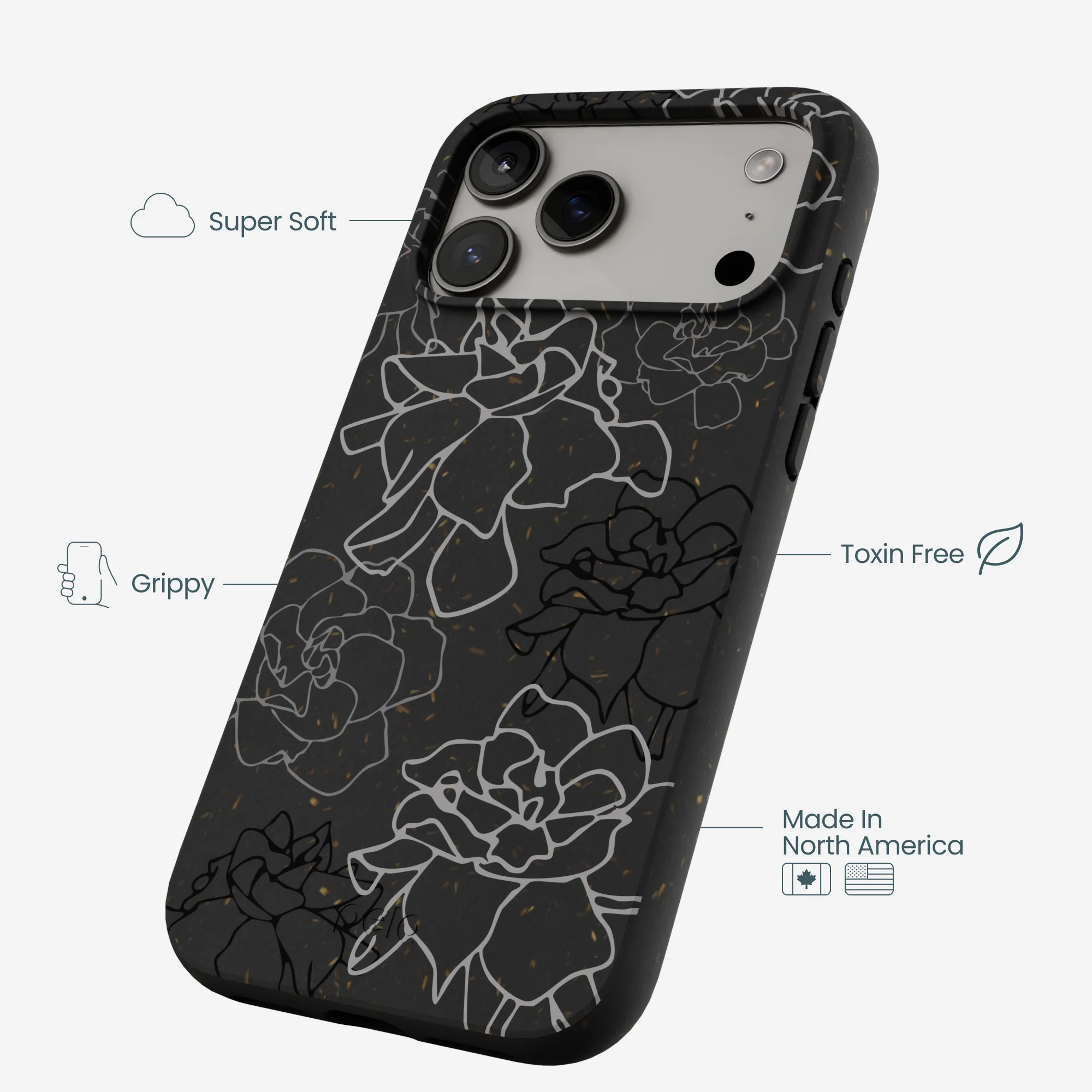 Black Gardenia Lines iPhone 17 Pro Max Case - Image 4