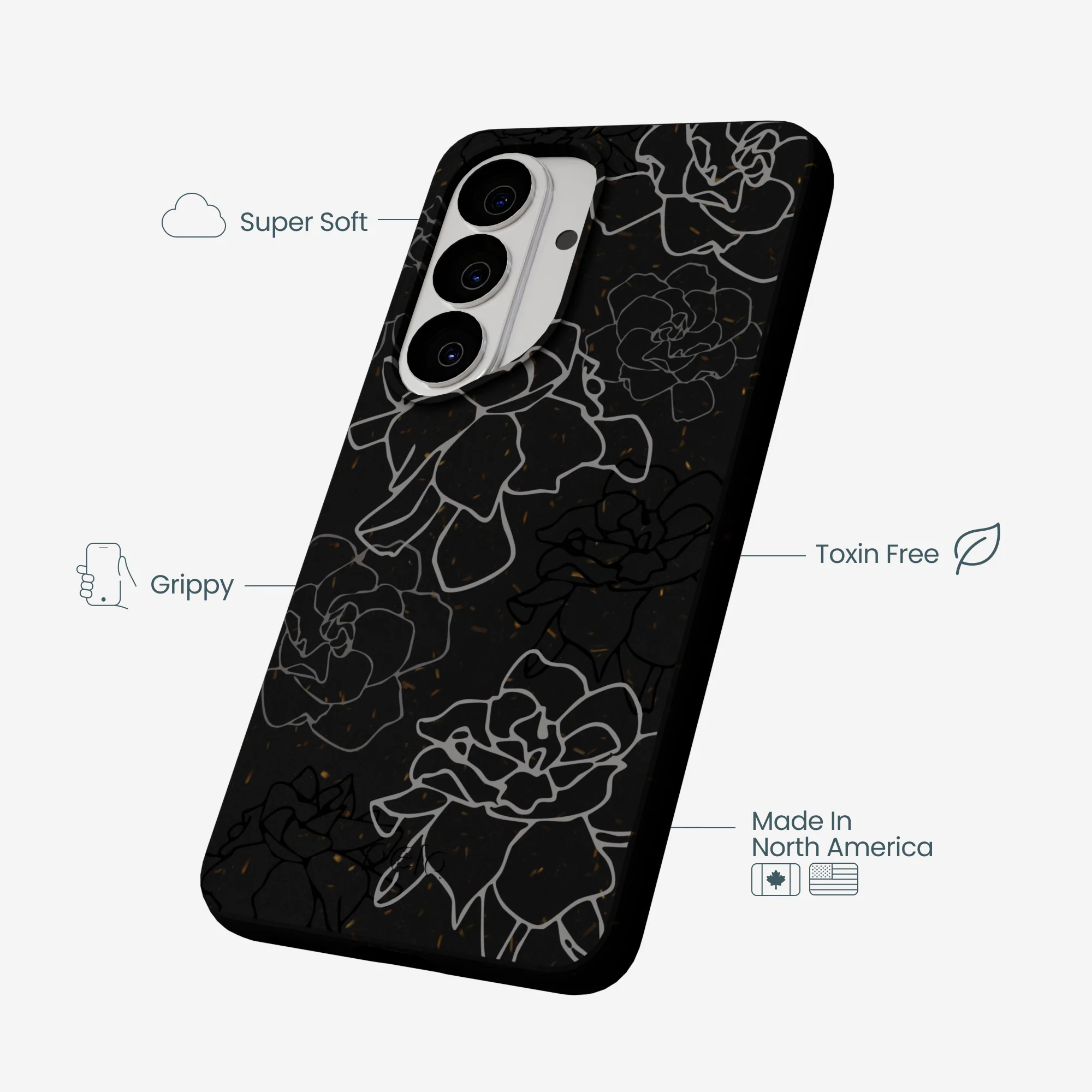 Black Gardenia Lines Samsung Galaxy S26 Case - Image 4