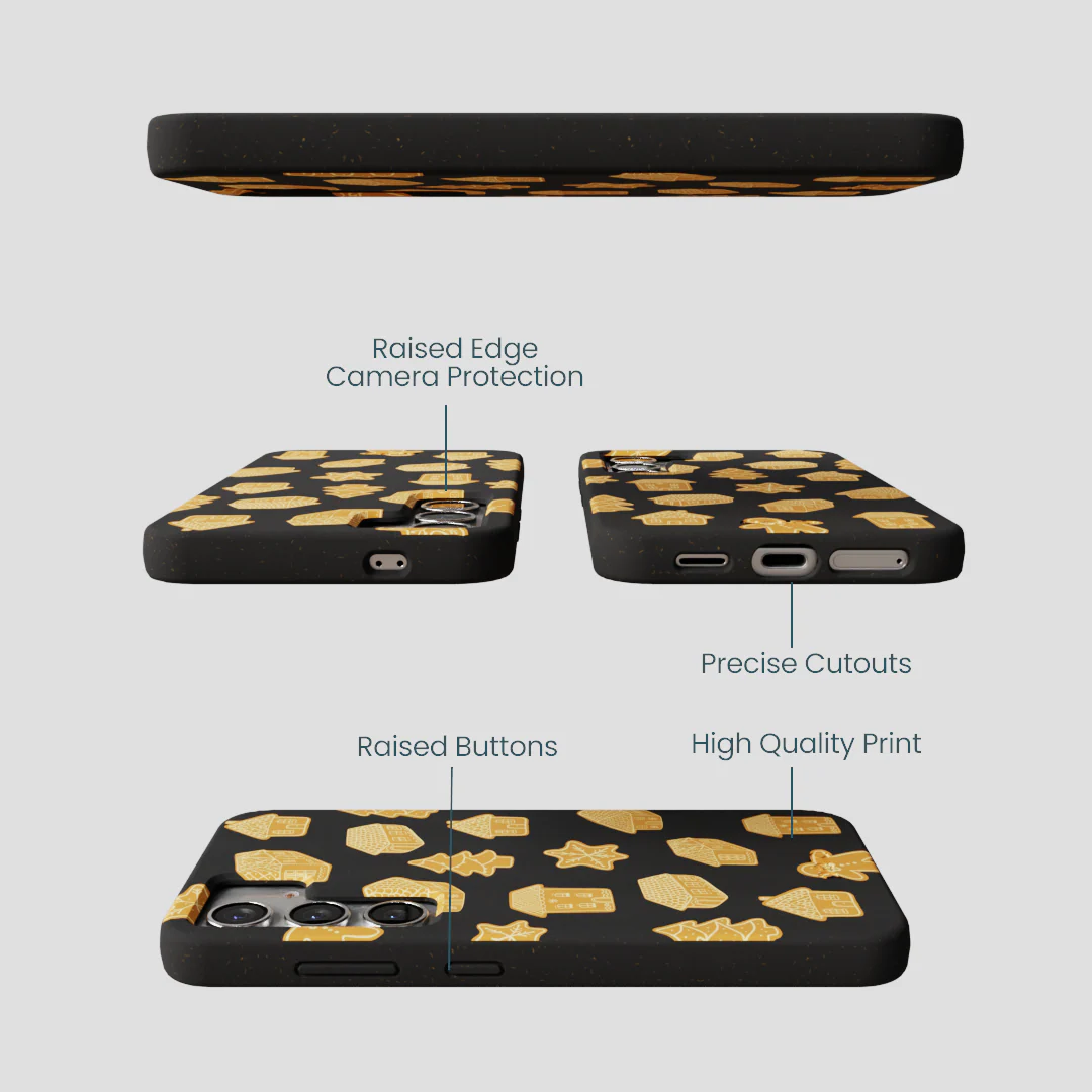 Black Gingerbread Dreams Samsung Galaxy S25 Case - Image 3