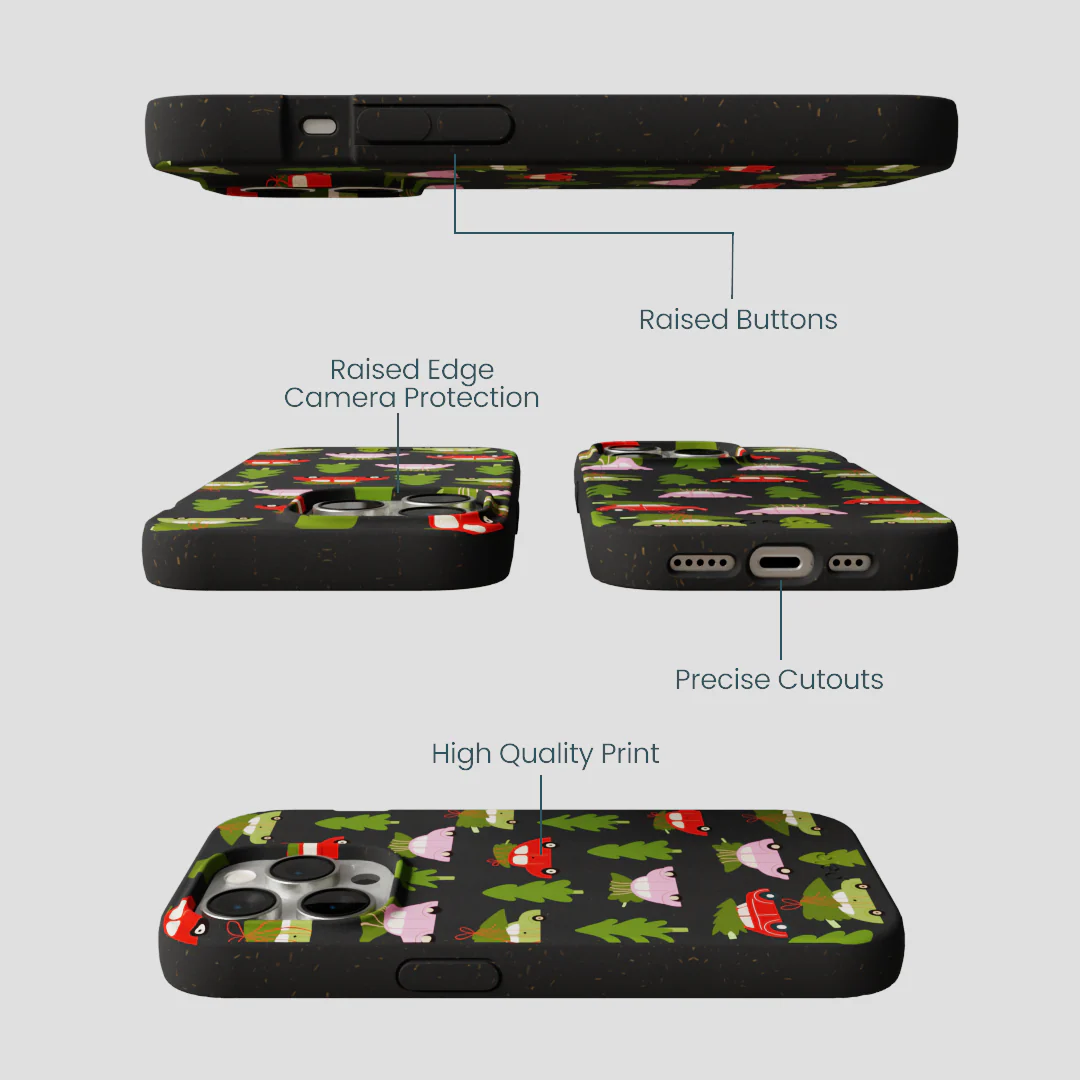 Black Holiday Caravan iPhone 14 Pro Case - Image 3