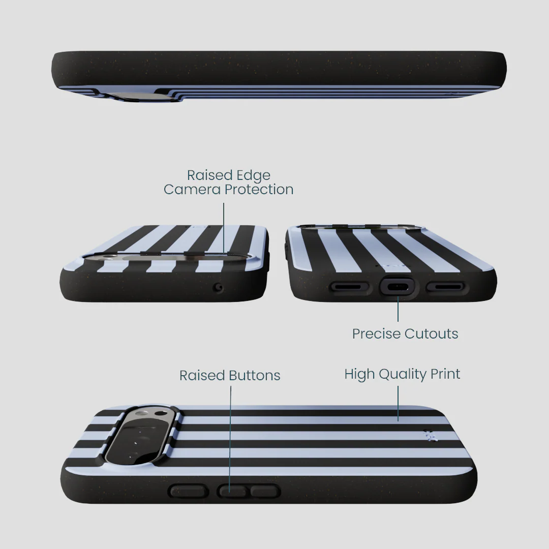 Black Ice Blue Stripes Google Pixel 10 Pro XL Case - Image 2