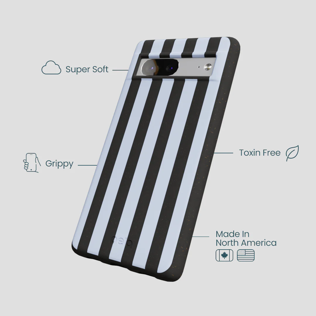 Black Ice Blue Stripes Google Pixel 7 Case - Image 3