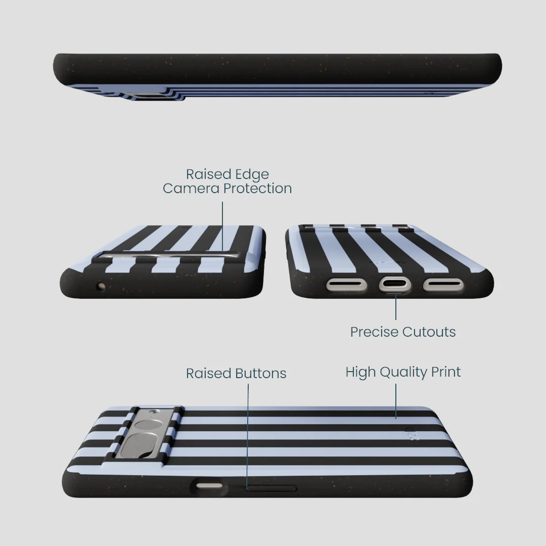 Black Ice Blue Stripes Google Pixel 7 Pro Case - Image 2