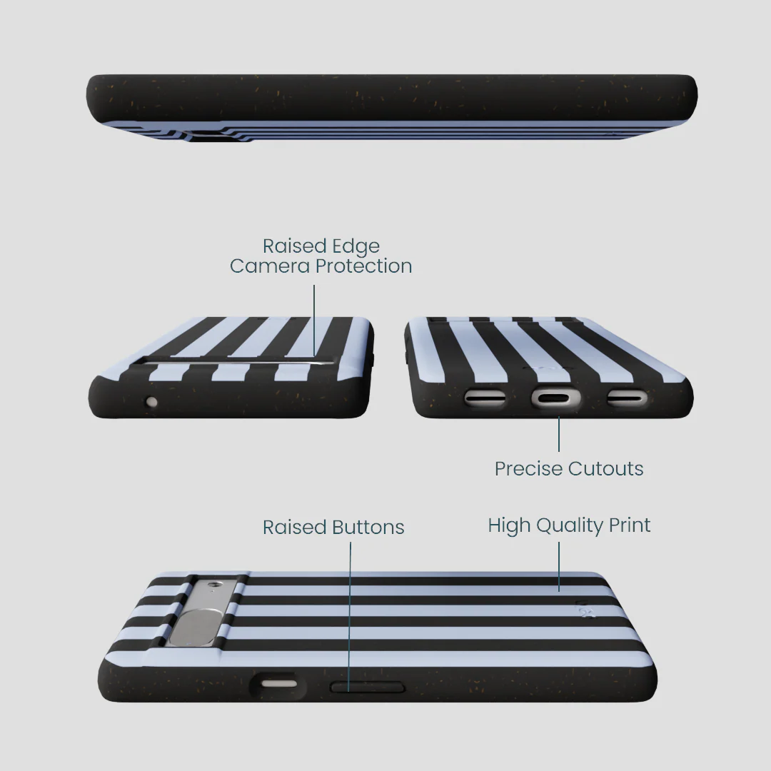 Black Ice Blue Stripes Google Pixel 7a Case - Image 2
