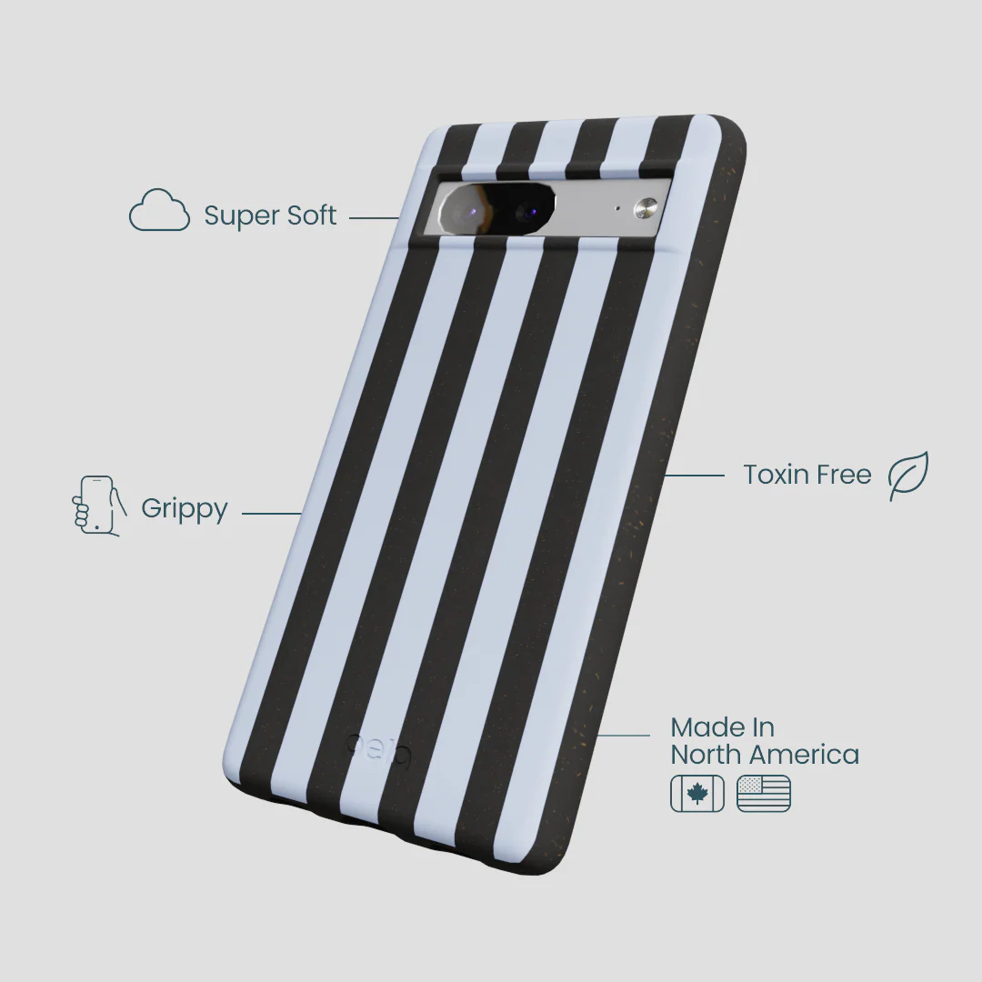 Black Ice Blue Stripes Google Pixel 7a Case - Image 3