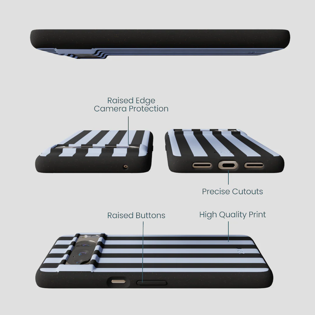 Black Ice Blue Stripes Google Pixel 8 Pro Case - Image 2