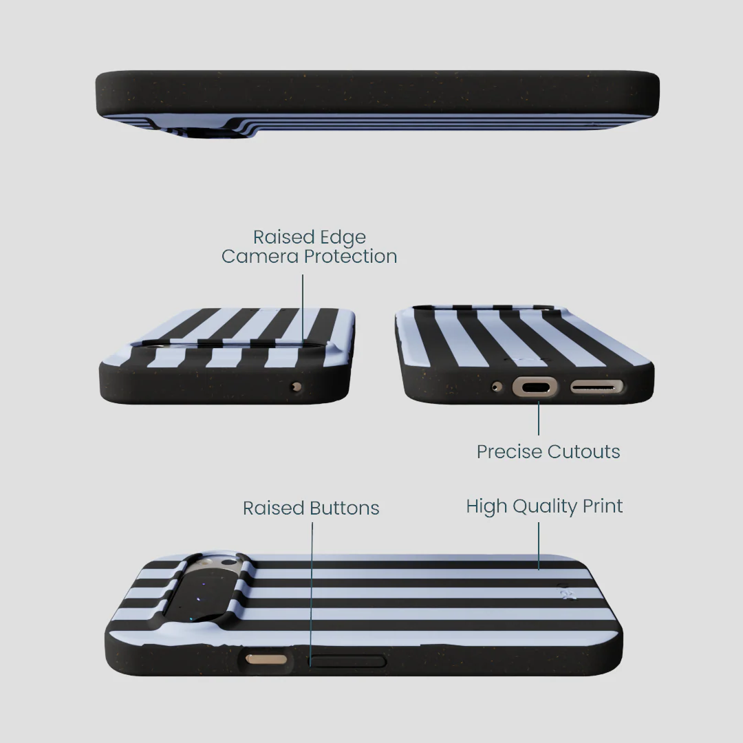 Black Ice Blue Stripes Google Pixel 9/9 Pro Case - Image 2