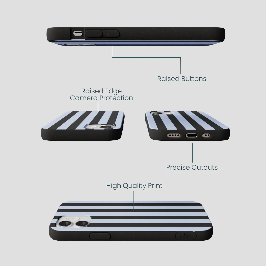 Black Ice Blue Stripes iPhone 12 Mini Case - Image 3
