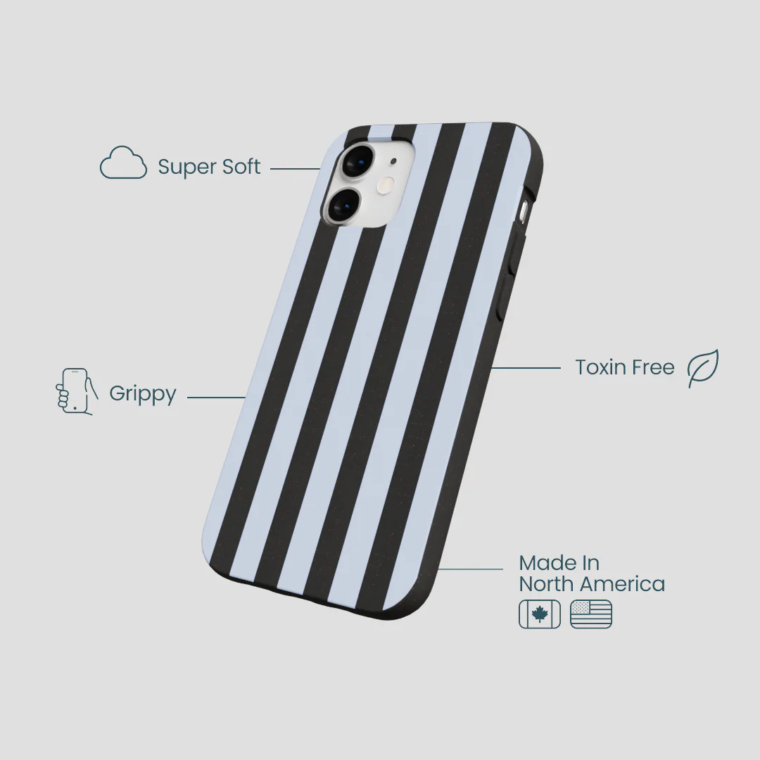 Black Ice Blue Stripes iPhone 12 Mini Case - Image 4