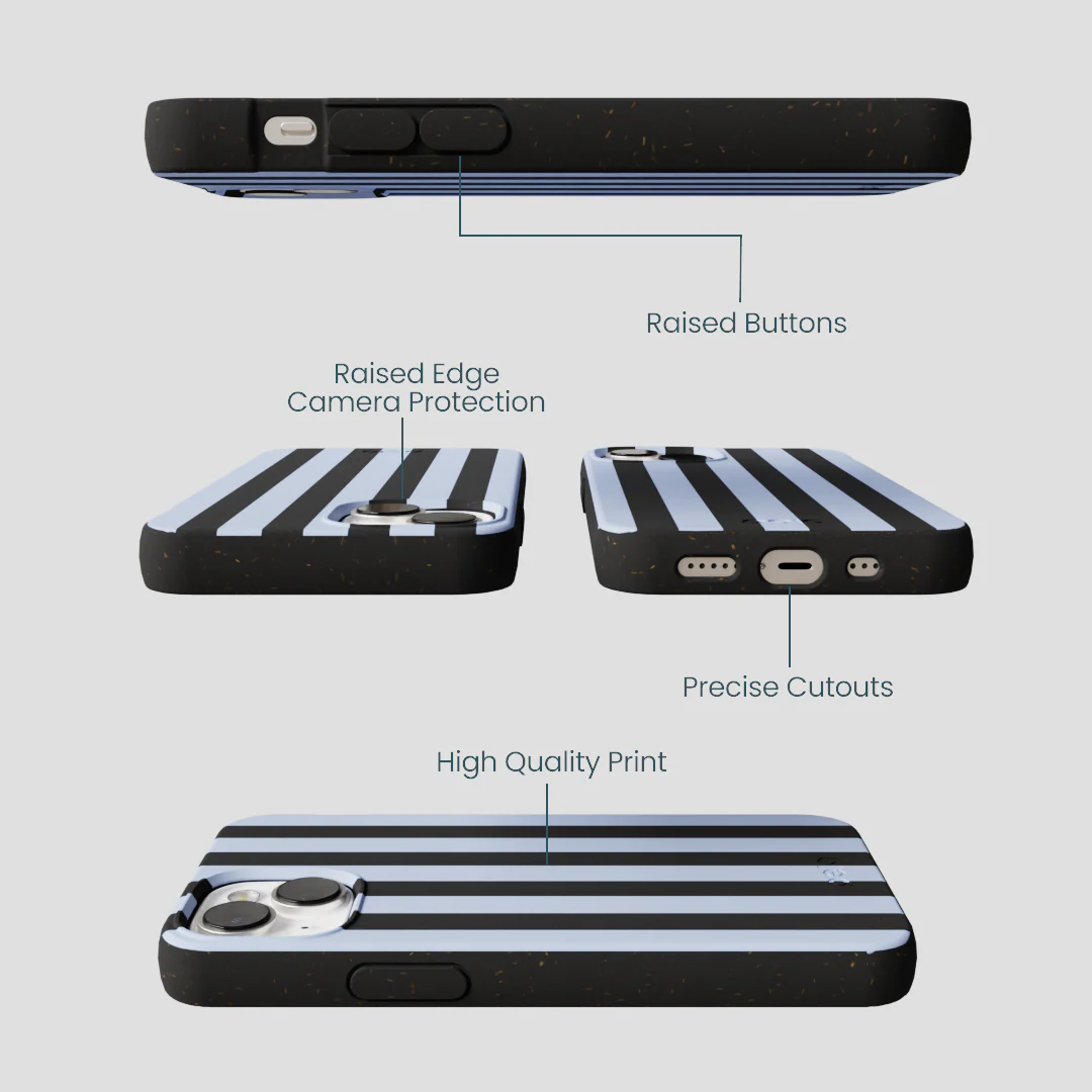 Black Ice Blue Stripes iPhone 13 Case - Image 3