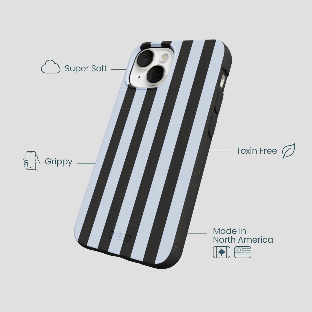 Black Ice Blue Stripes iPhone 13 Case - Image 4