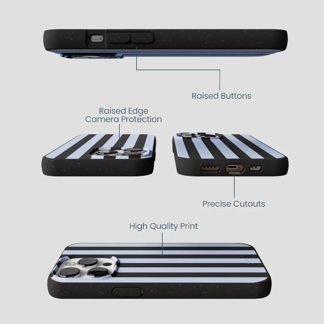 Black Ice Blue Stripes iPhone 13 Pro Case - Image 3