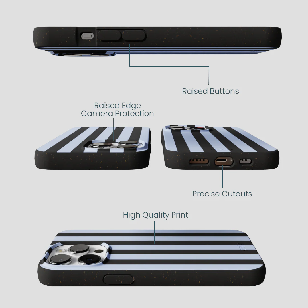 Black Ice Blue Stripes iPhone 13 Pro Max Case - Image 3