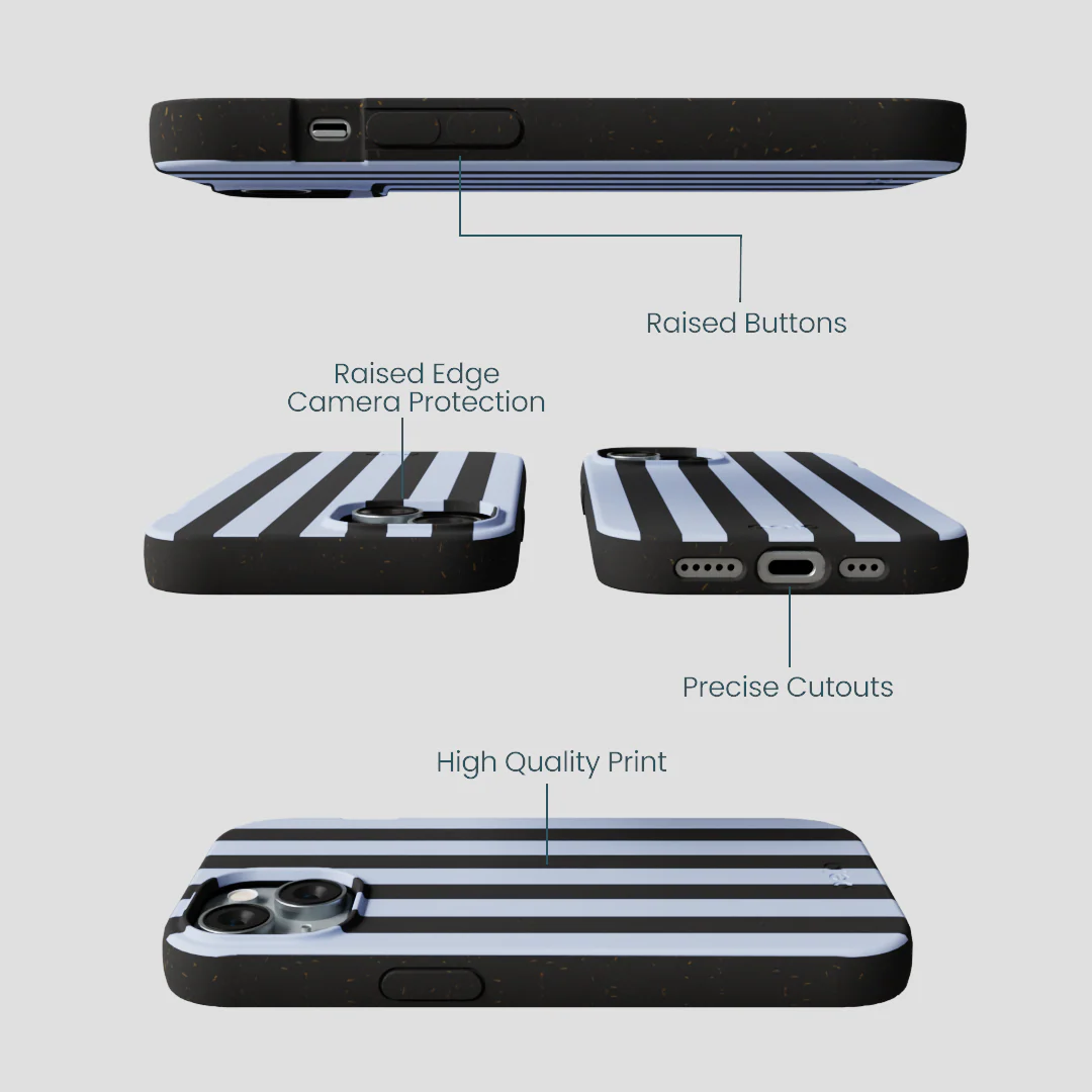 Black Ice Blue Stripes iPhone 14 Case - Image 3