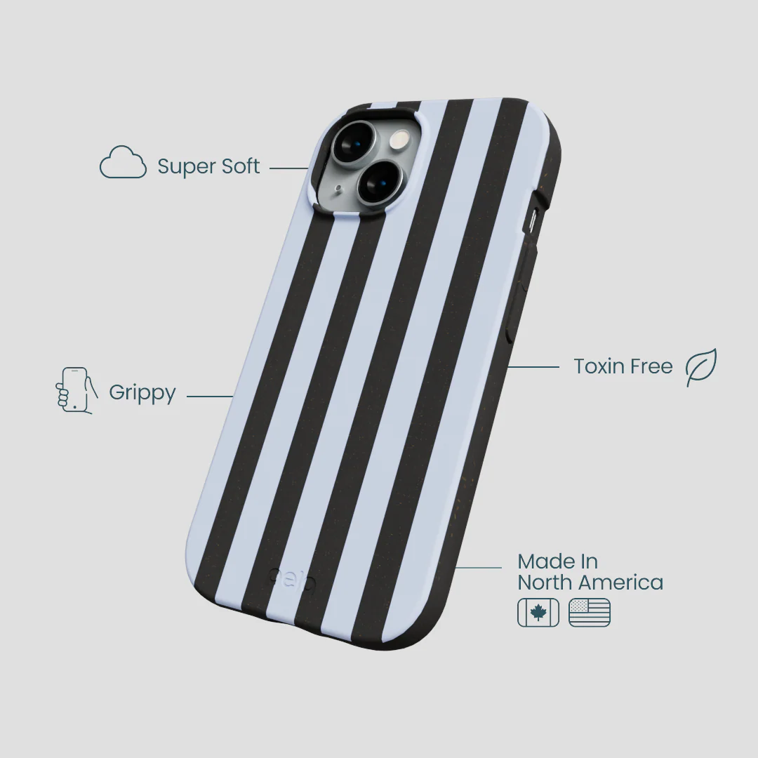Black Ice Blue Stripes iPhone 14 Case - Image 4