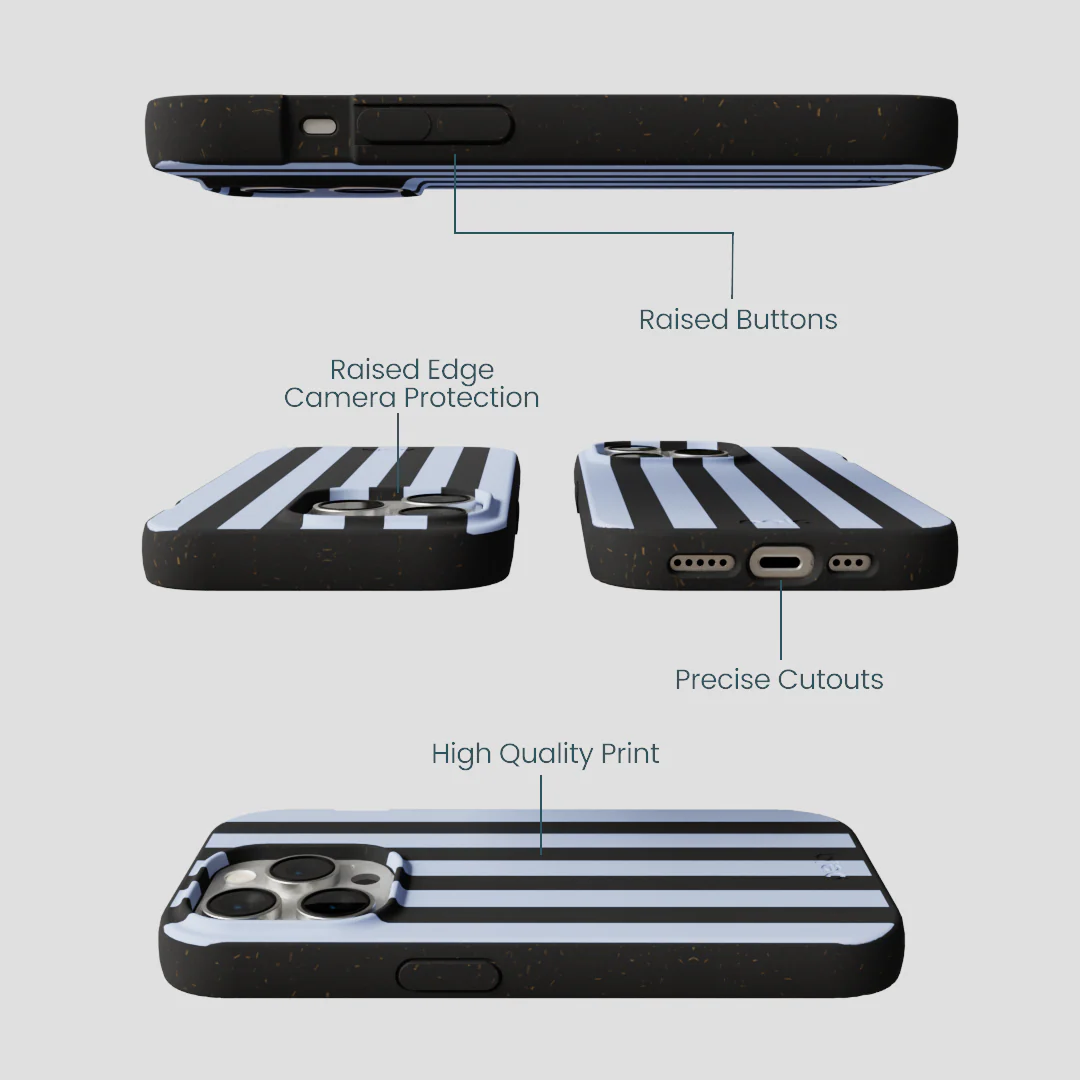 Black Ice Blue Stripes iPhone 14 Pro Case - Image 3