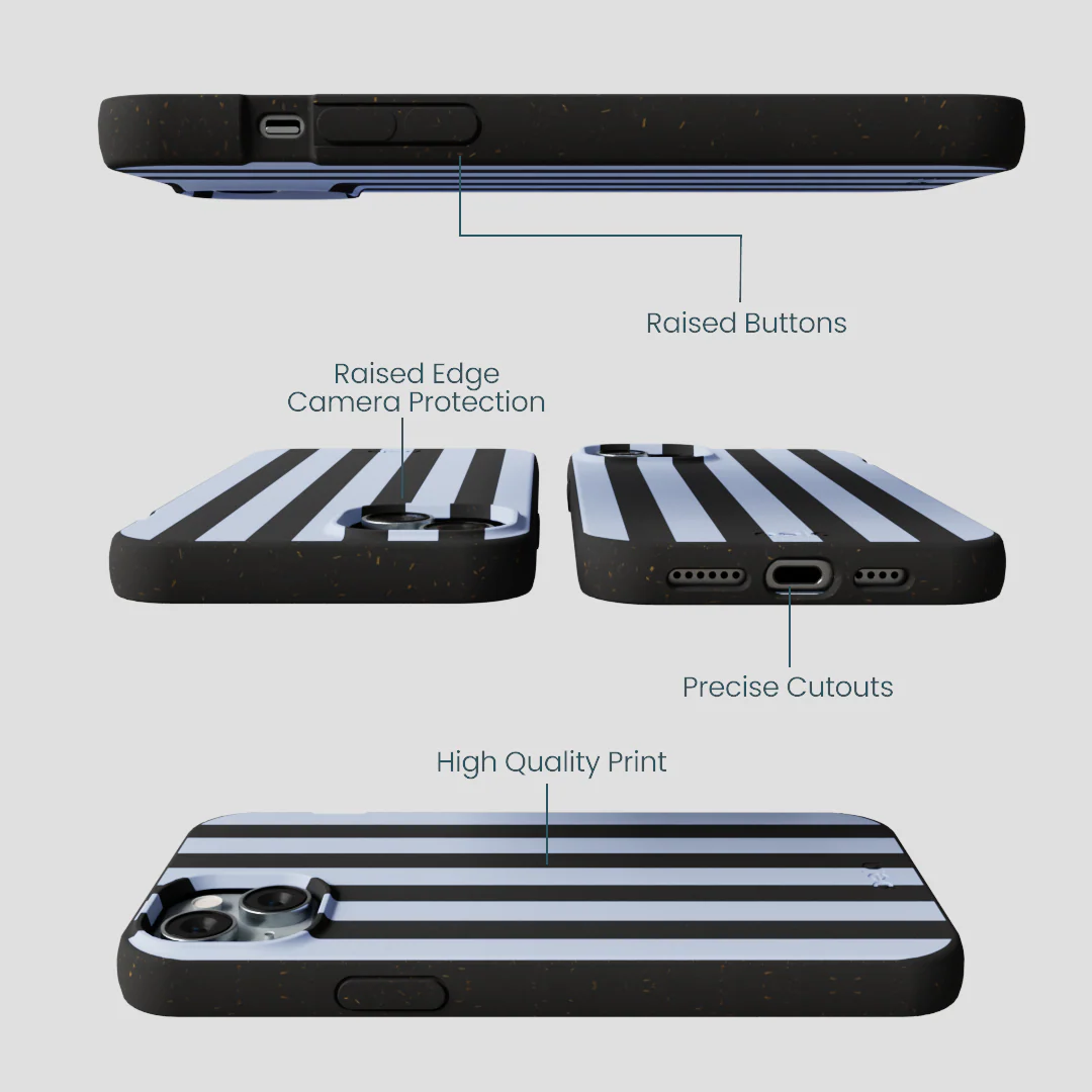 Black Ice Blue Stripes iPhone 15 Plus Case - Image 3