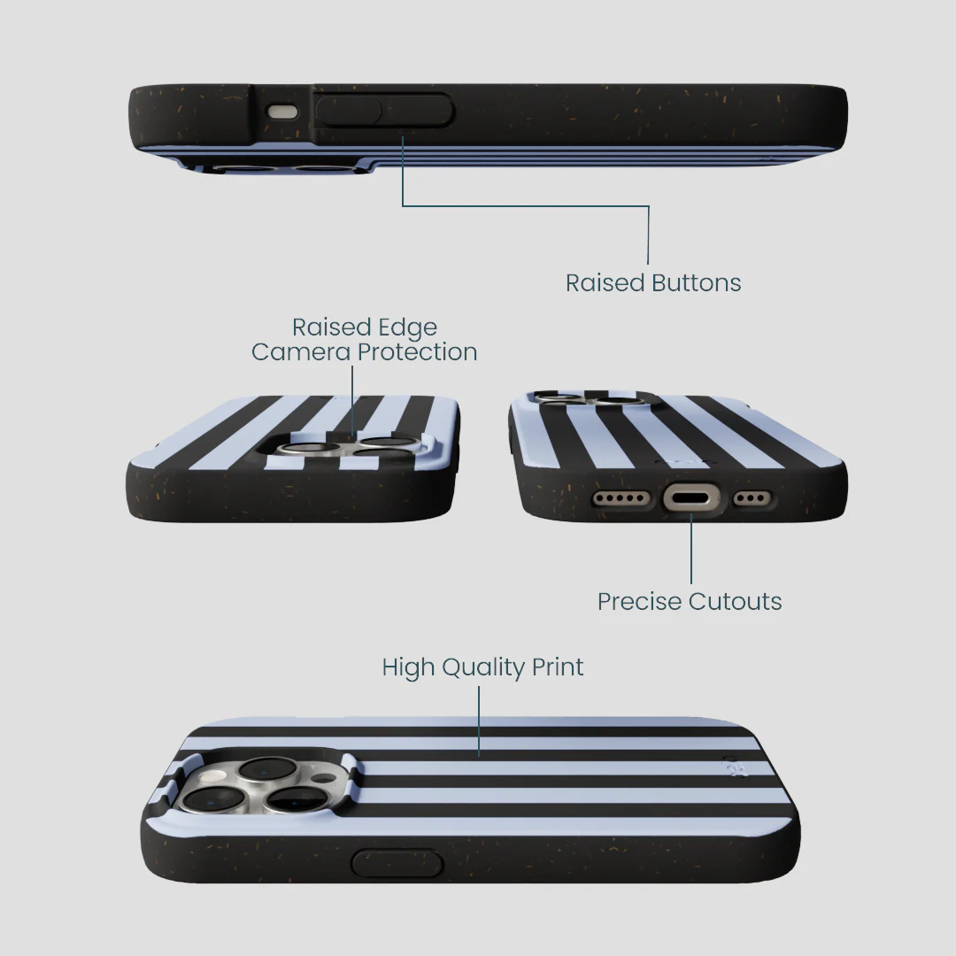 Black Ice Blue Stripes iPhone 15 Pro Case - Image 3